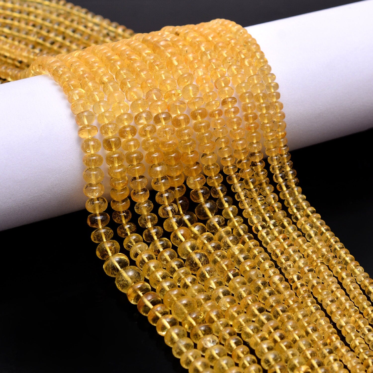 Heliodor Smooth Rondelle Beads, 3 mm To 7 mm, Yellow Aquamarine Rondelle Beads, Yellow Beryl Jewelry Making Gemstone Beads, SKU 1263