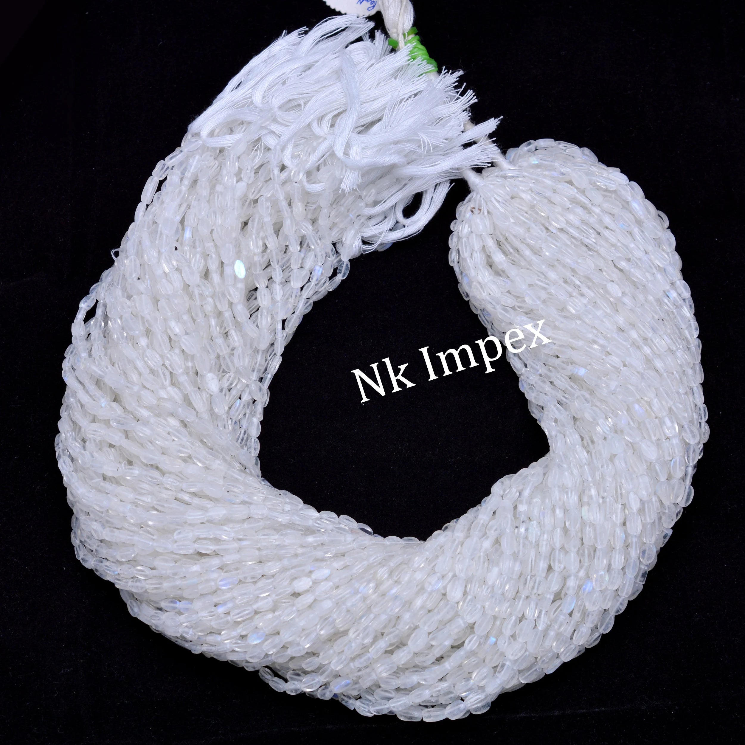 White Rainbow Moonstone Smooth Oval Beads, Moonstone Jewelry Making Gemstone Beads, 15 Inch Strand, (SKU1293)