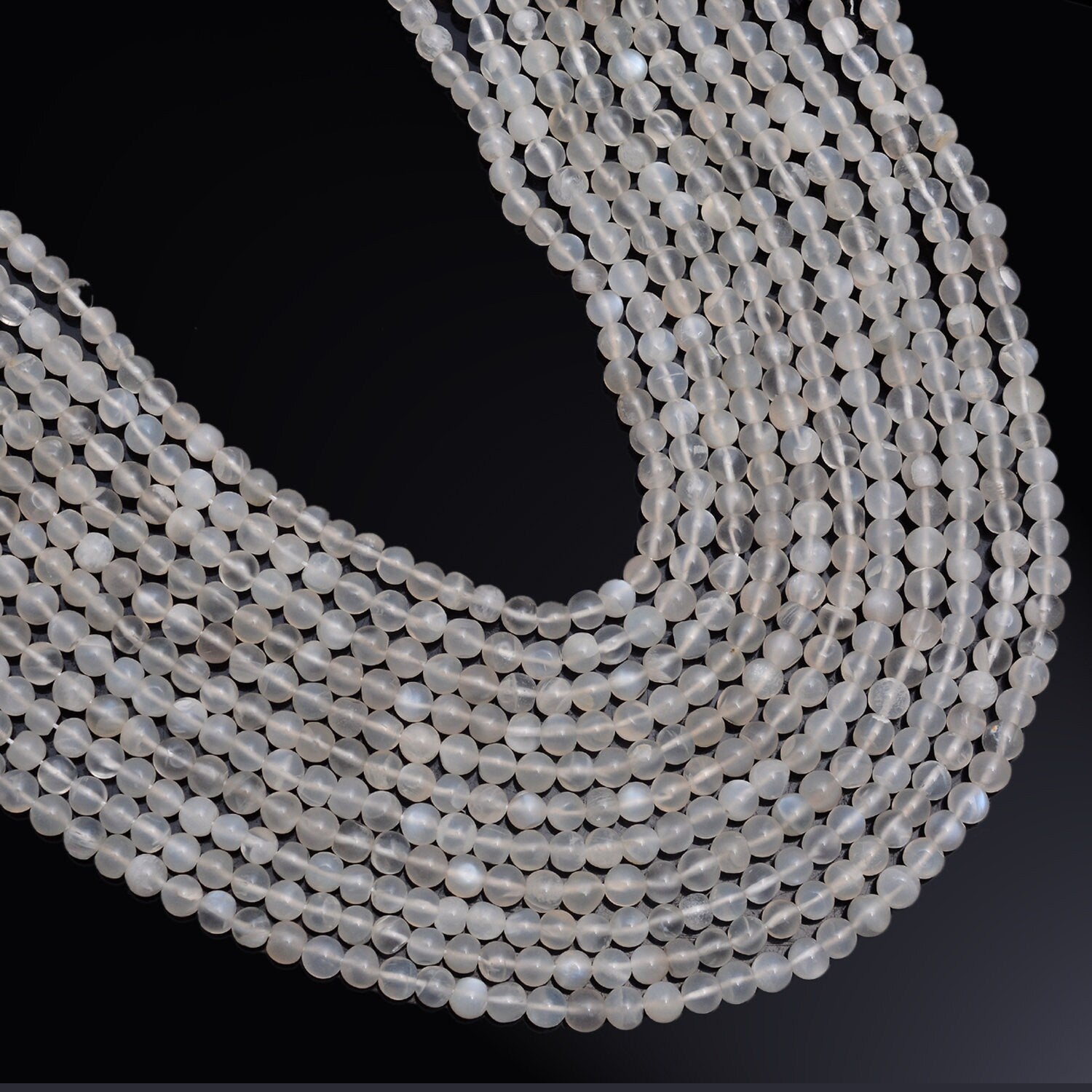 White Moonstone Smooth Round Balls Beads, White Moonstone Round, Moonstone Jewelry Making Gemstone Beads, 17 Inch, SKU1187