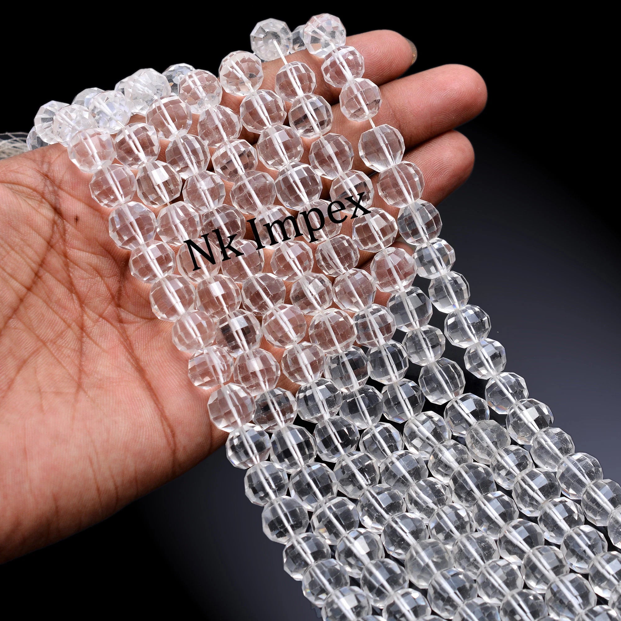 White Crystal Quartz Faceted Round Balls Beads, Crystal Quartz Quartz Balls, White Quartz Jewelry Making Gemstone Beads, 15 Inches, SKU 1299
