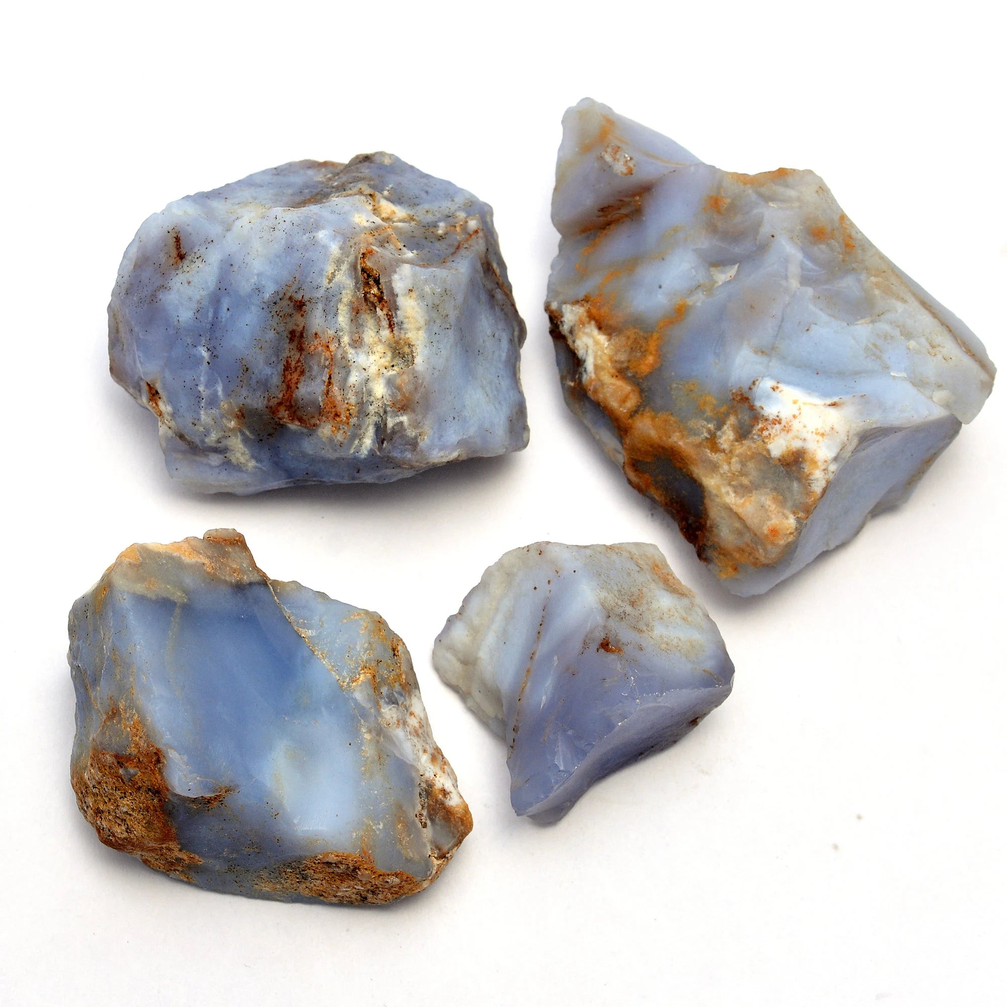 Blue Opal Organic Rough Loose Gemstone, Natural Opal Raw Stone 4 Piece Set,  (SKU1304)