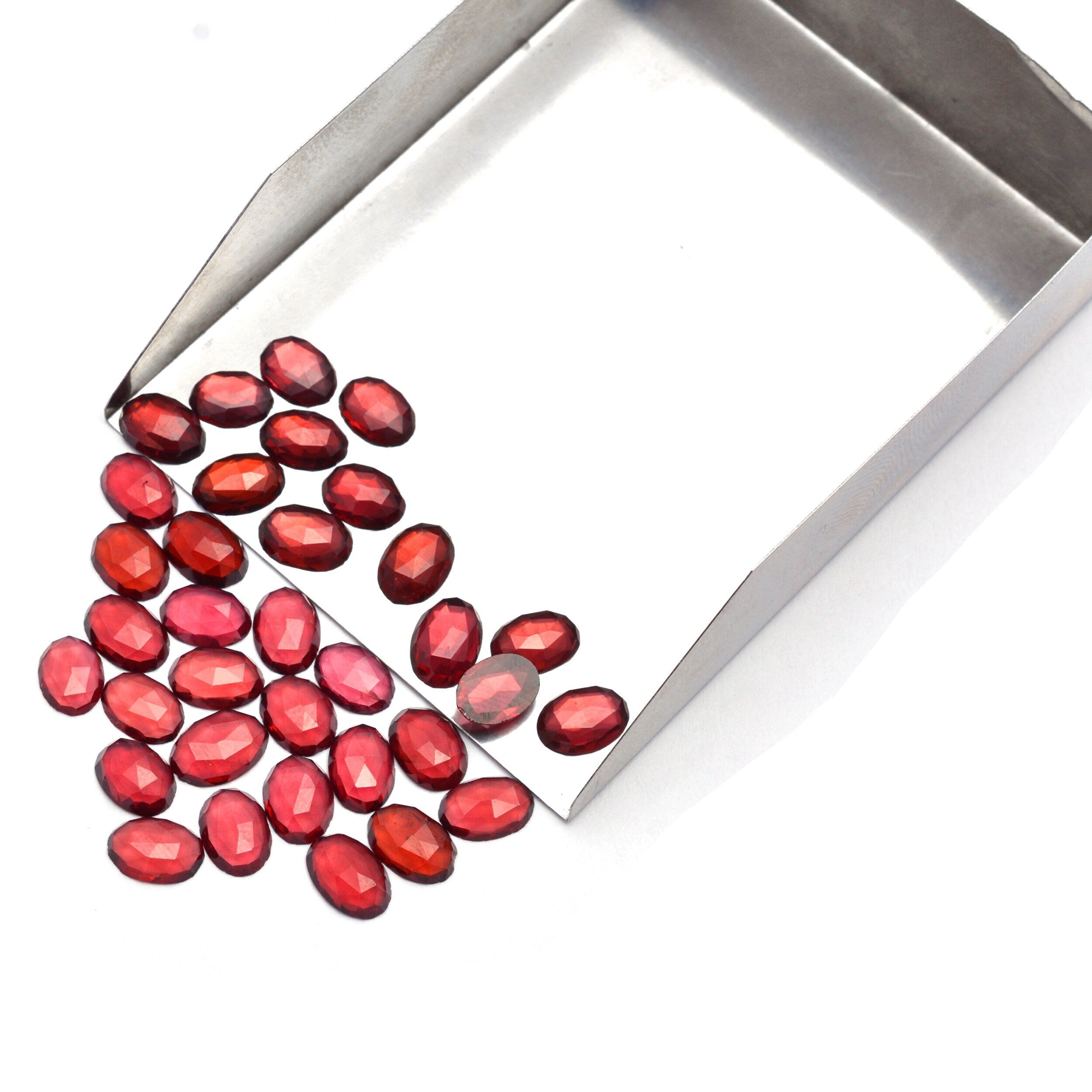 Garnet Oval Rosecut Loose Stone, Natural Mozambique Gemstone, Faceted Gemstone, 34 Pieces Lot (SKU1285)