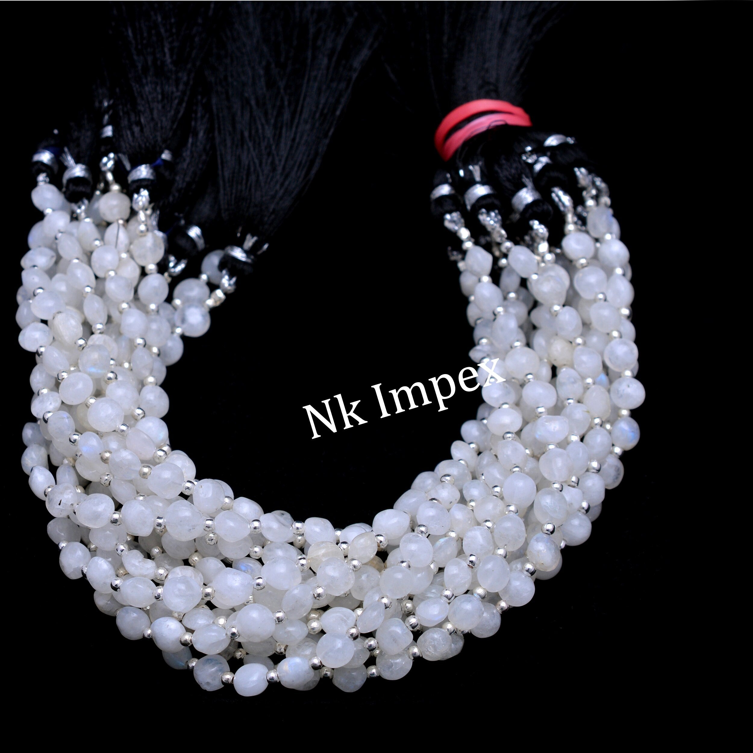 White Rainbow Moonstone Smooth Coin Beads, DIY Jewelry Making, Natural Moonstone Gemstone Beads,  (SKU1303)