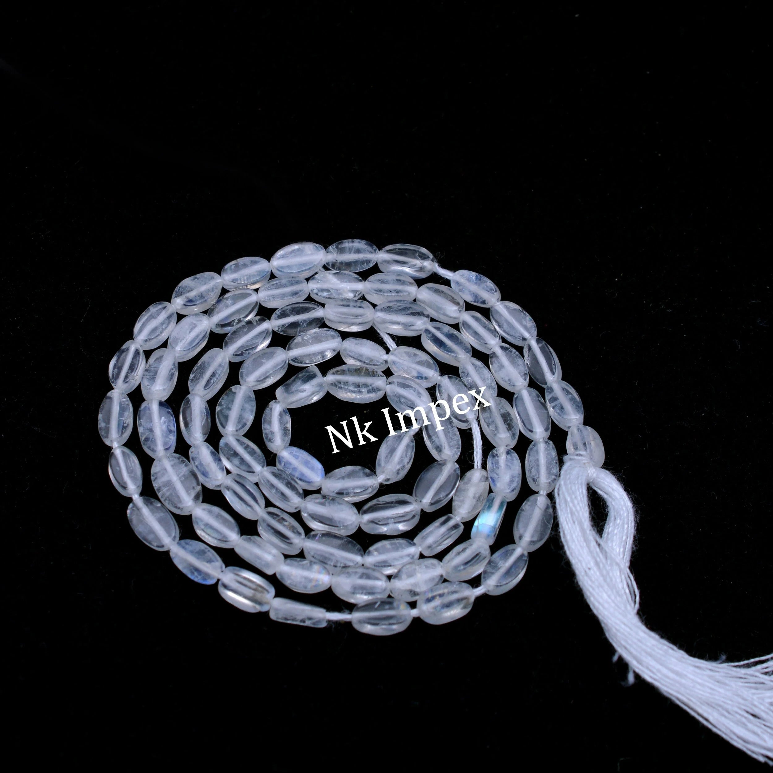 White Rainbow Moonstone Smooth Oval Beads, Moonstone Jewelry Making Gemstone Beads, 15 Inch Strand, (SKU1293)