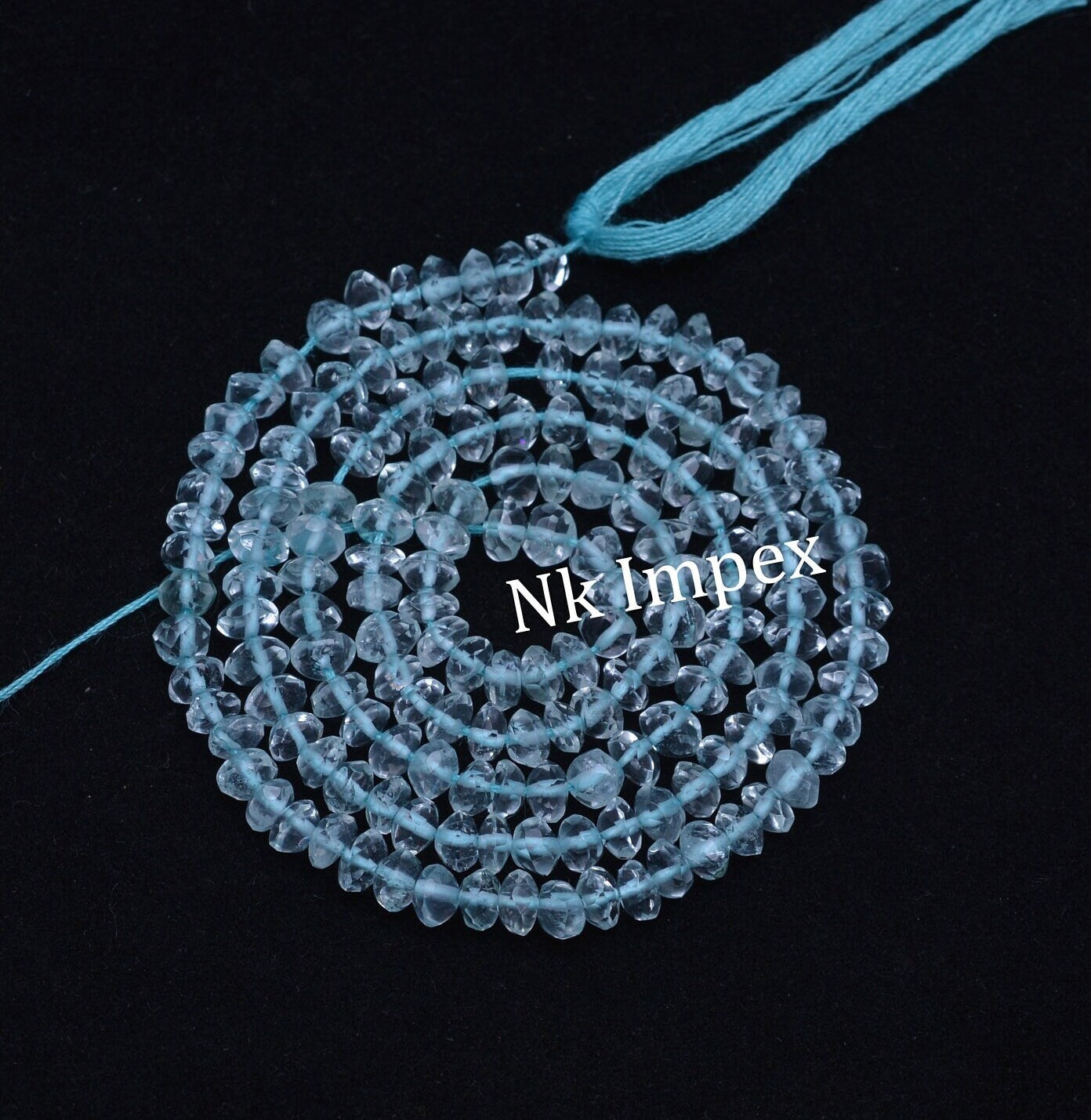 Sky Blue Topaz Crystal Quartz Faceted Rondelle Beads, Healing Quartz Beads, Jewelry Making Crystal Beads (SKU1297)