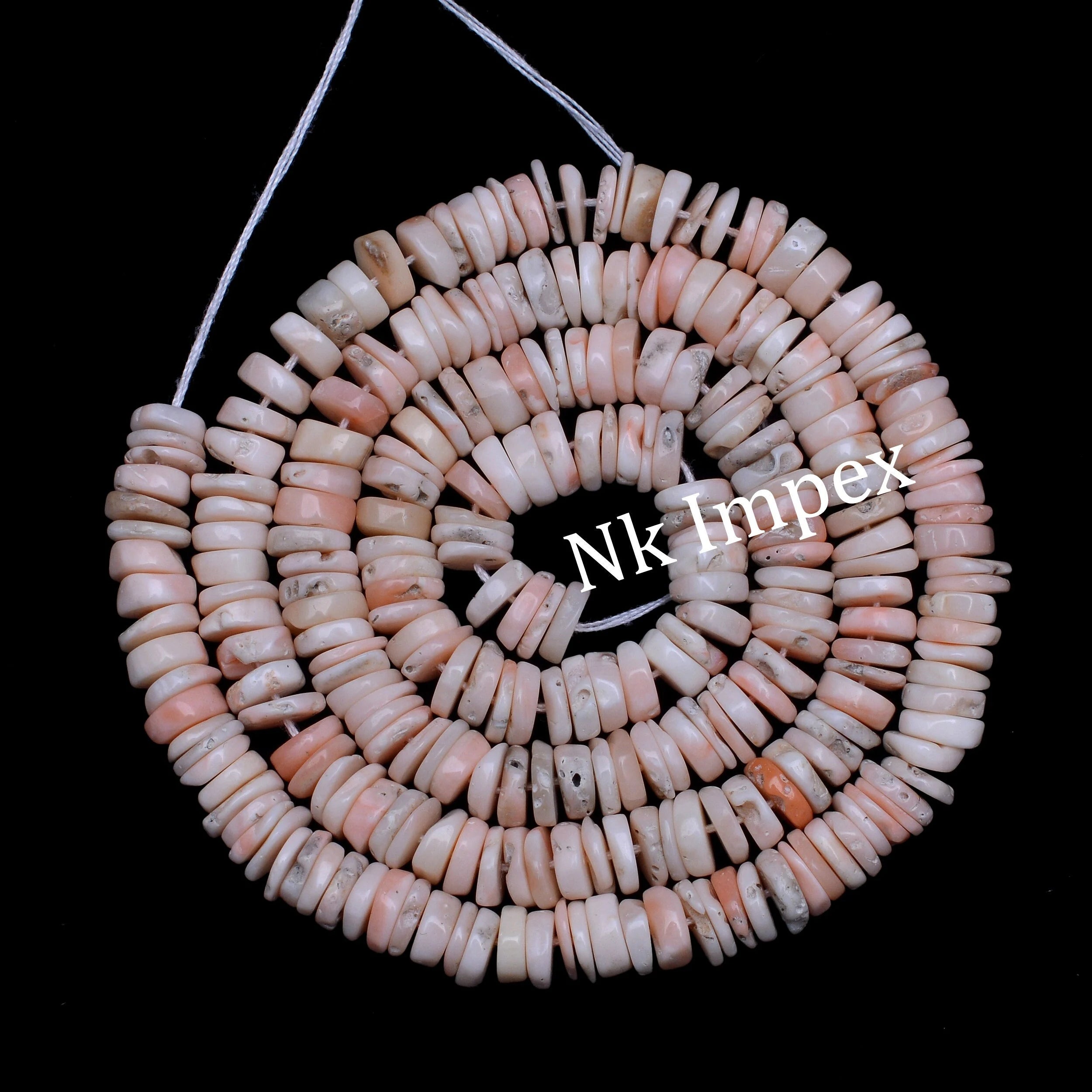 Pink Coral Heishi Tyre Beads, Smooth Natural Coral Beads, Jewelry Making Supplier, DIY Beading Crafts,  (SKU1308)