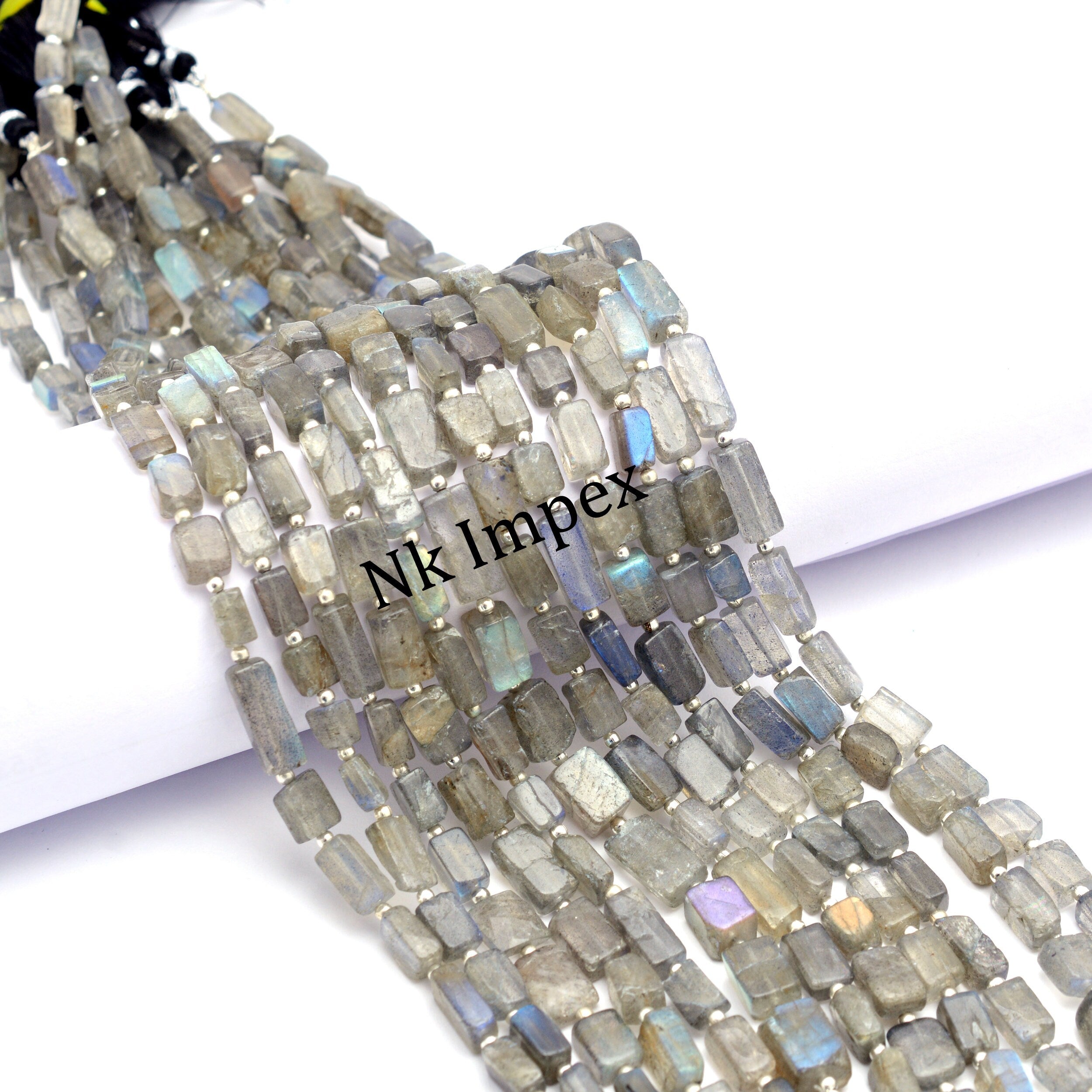 Blue Flashy Labradorite Smooth Rectangle Box Beads, Jewelry Making Gemstone, AA Quality Labradorite Beads, 10 Inch Strand, (SKU1310)