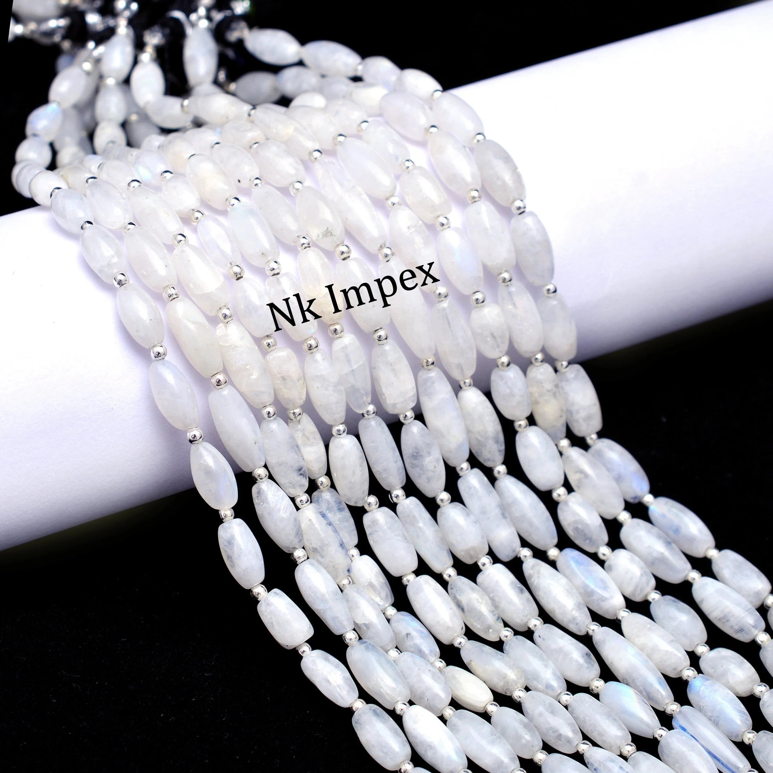 Rainbow Moonstone Smooth Oval Beads, White Rainbow Moonstone Oval, Moonstone Jewelry Making Gemstone Oval Beads, 8 Inch Strand