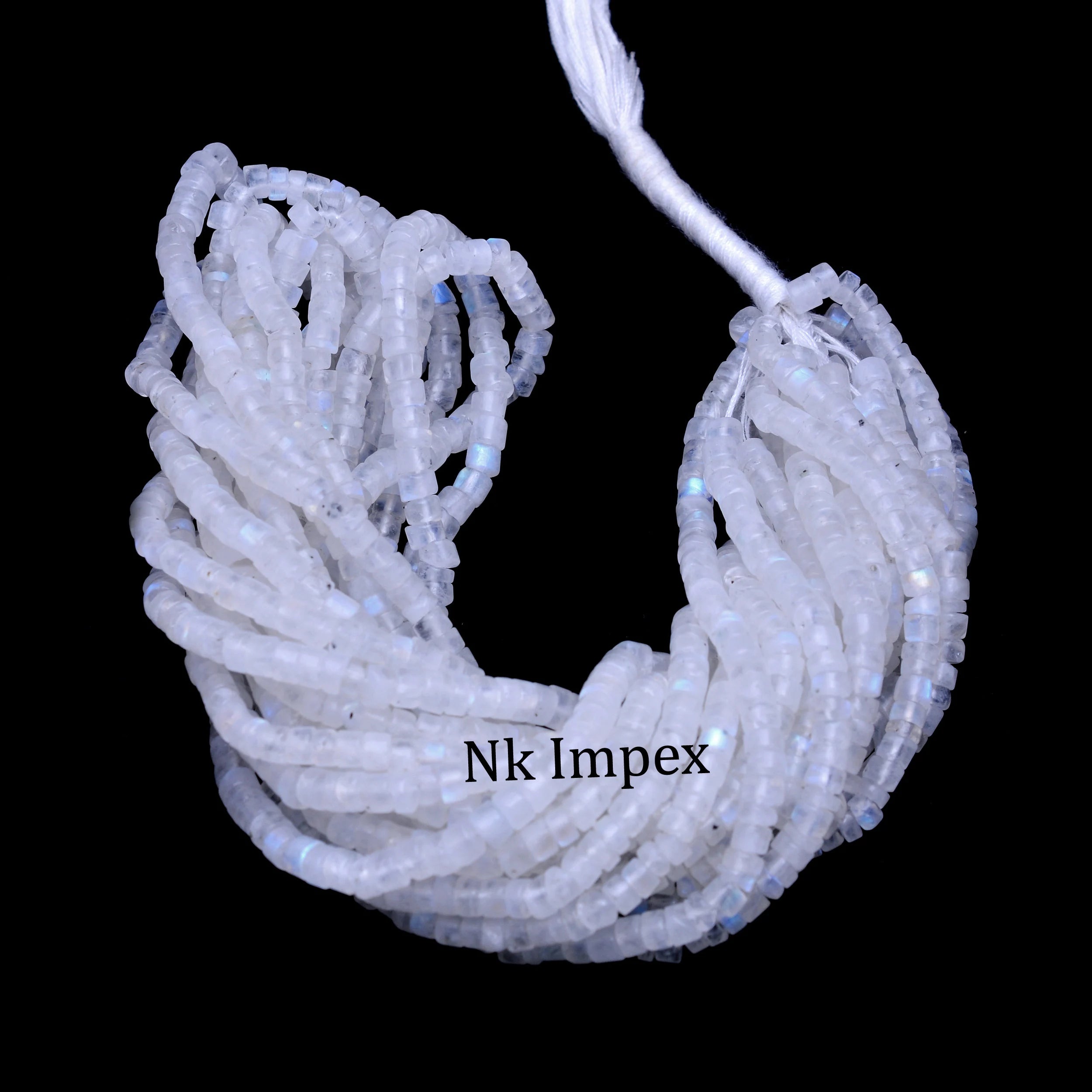 Rainbow Moonstone Smooth Tyre Beads, White Rainbow Moonstone Heishi Beads, Moonstone Wheel, Moonstone Jewelry Making Gemstone Beads, SKU 1322