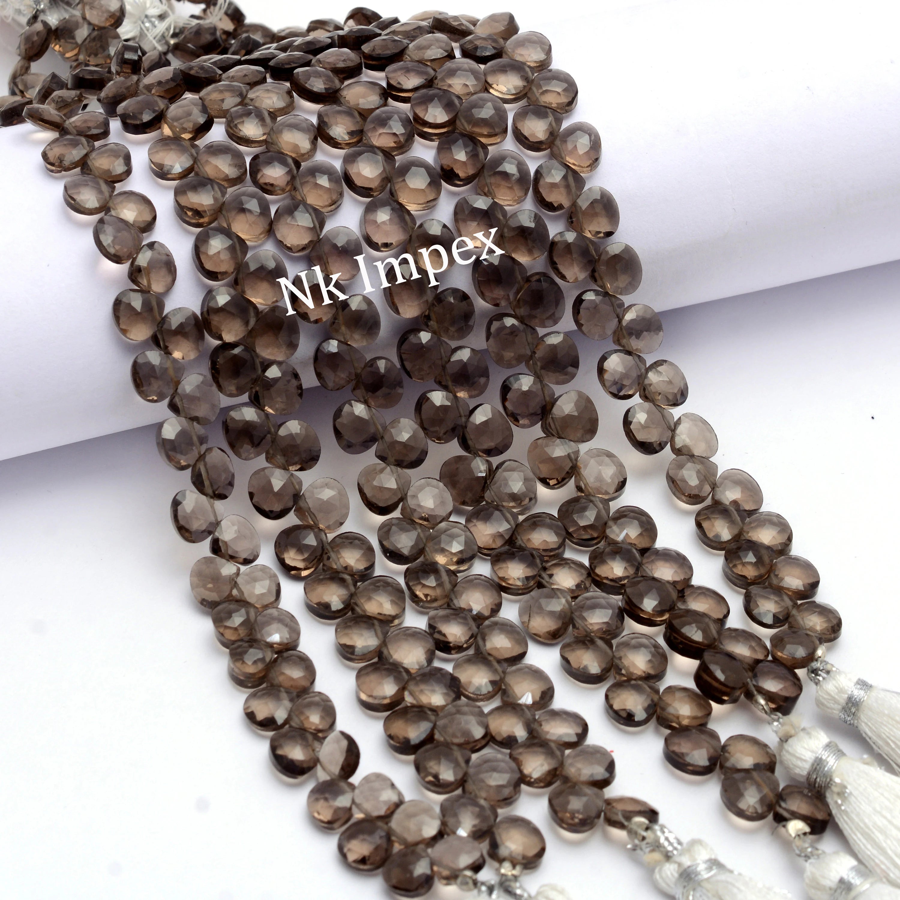 Natural Smoky Quartz Faceted Heart Beads, 6.5 To 7.5 mm, (SKU1352)