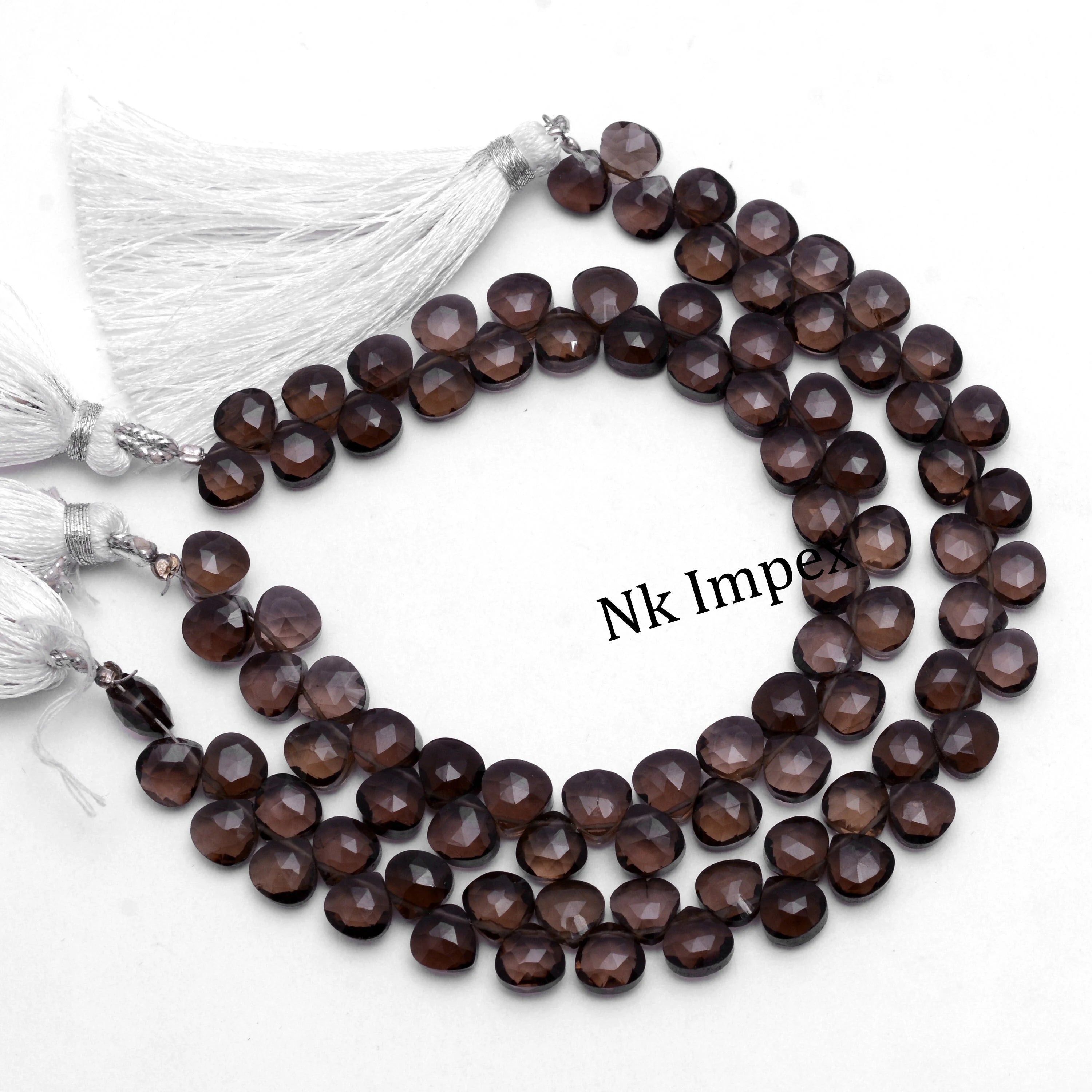Natural Smoky Quartz Faceted Heart Beads, 6.5 To 7.5 mm, (SKU1352)