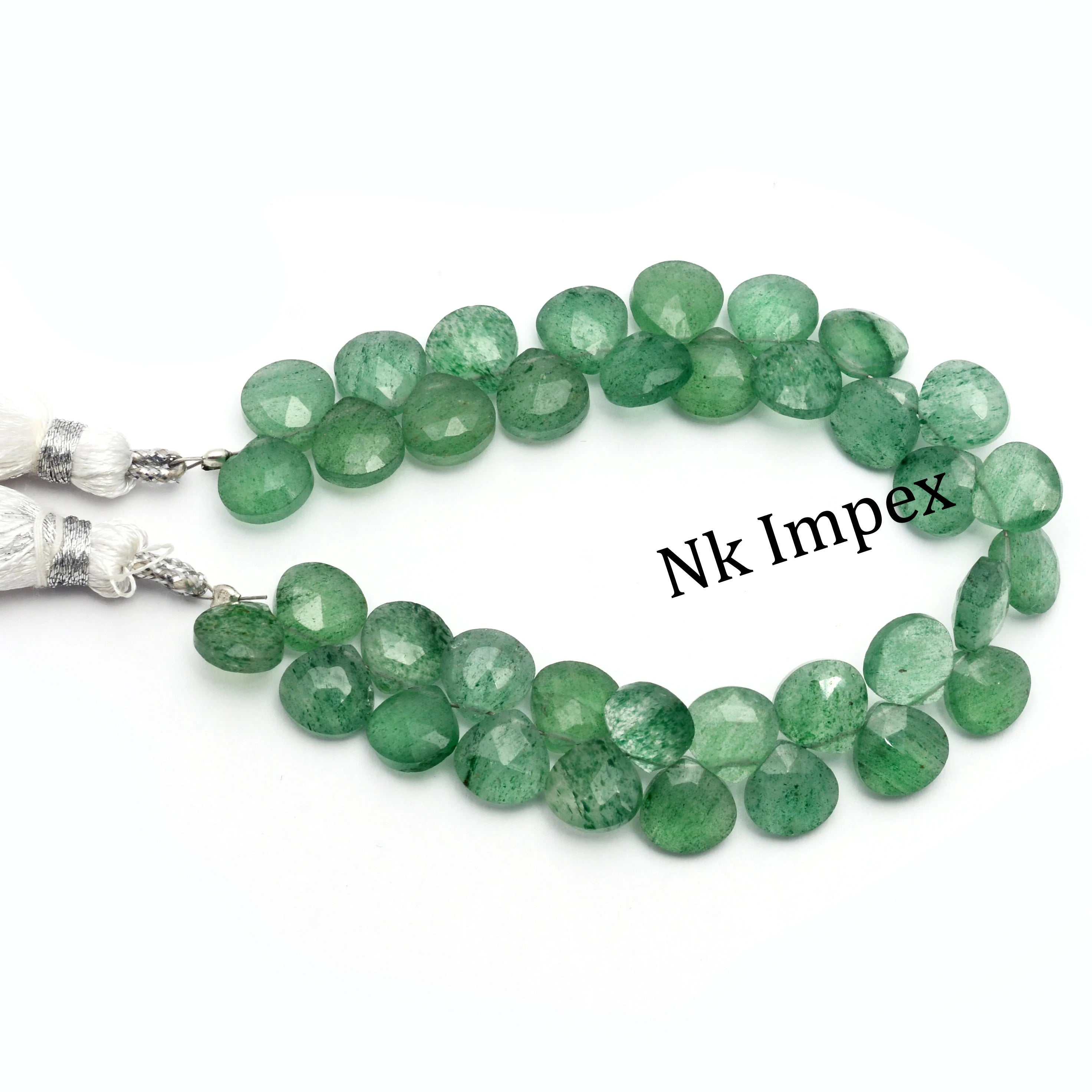 Green Strawberry Quartz Faceted Heart Shape Beads, 7 Inch Strand, (SKU1354)
