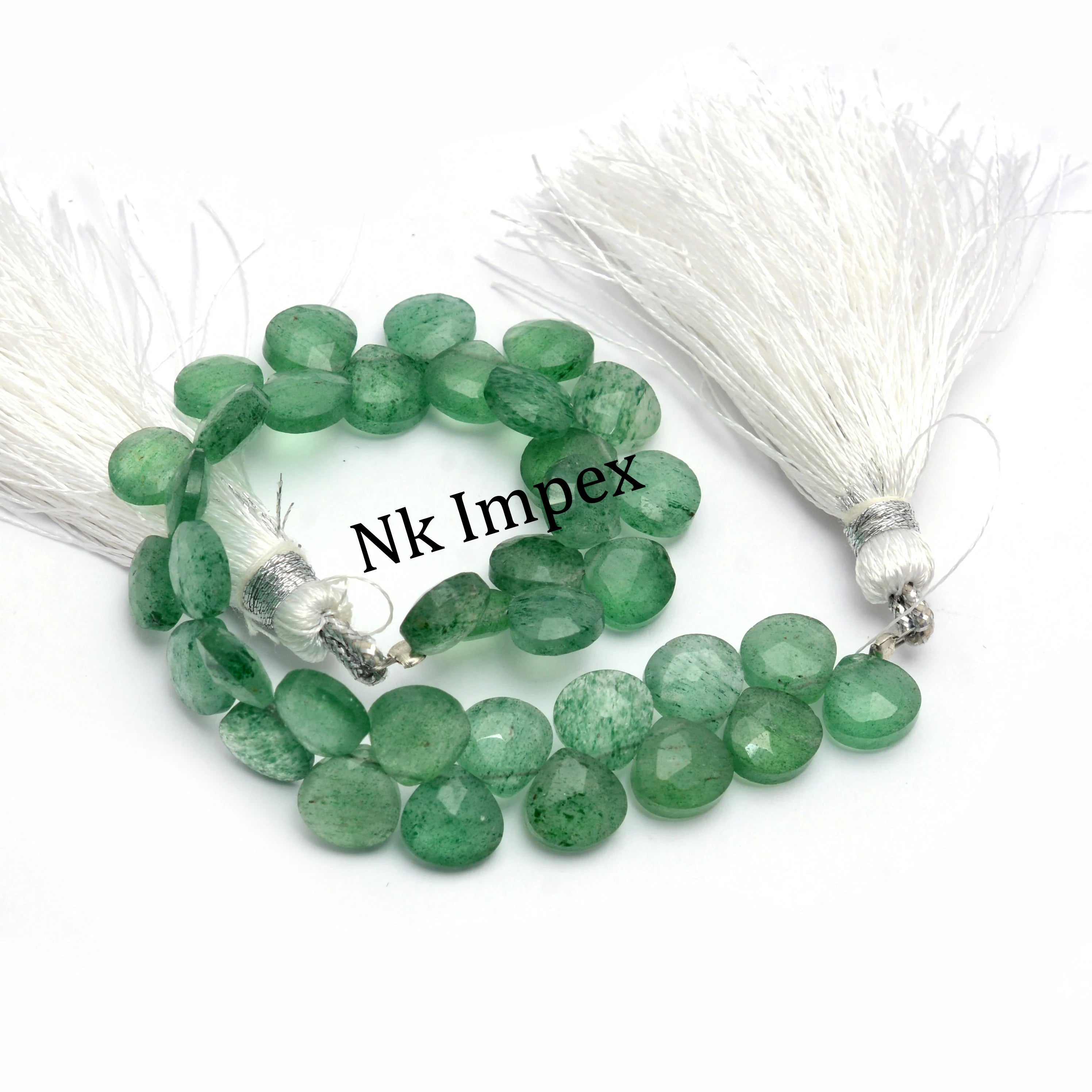 Green Strawberry Quartz Faceted Heart Shape Beads, 7 Inch Strand, (SKU1354)