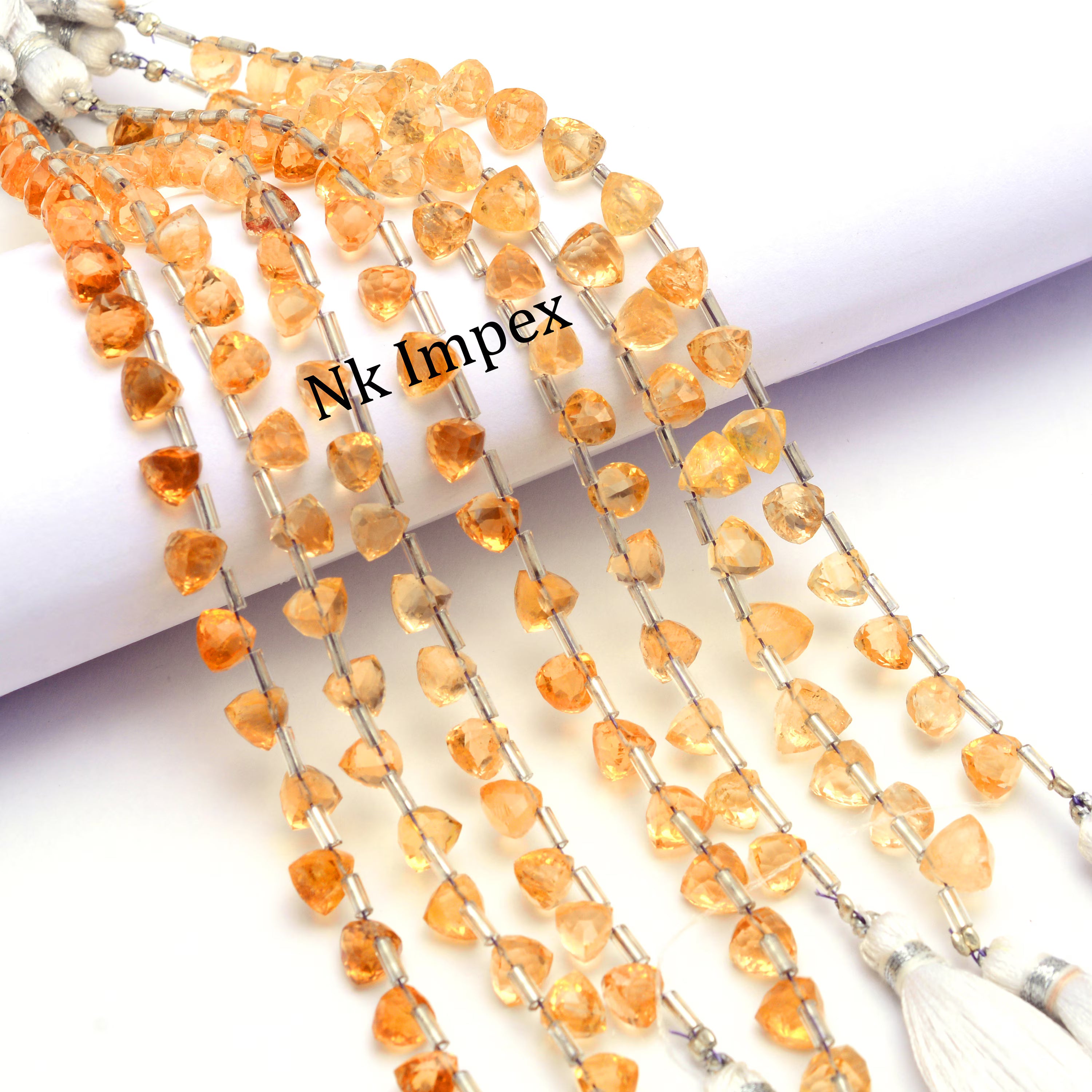 Natural Citrine Faceted Triangle Fancy Shape Beads, 5.5x5.5 To 6.5x6.5 mm, (SKU1357)