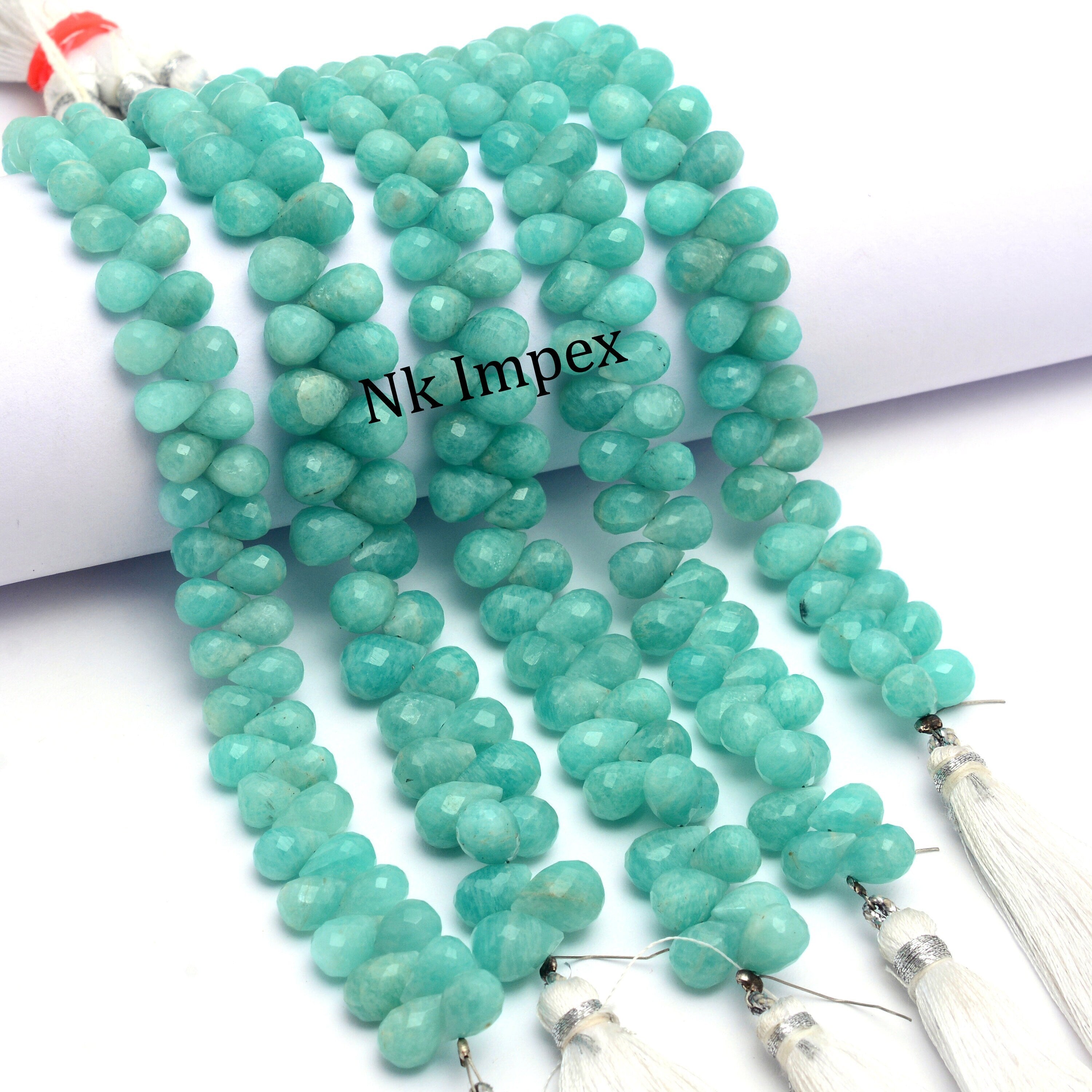 Natural Amazonite Faceted Teardrop Beads, 7 Inch Strand, Dainty Gemstone Beads, (SKU1361)