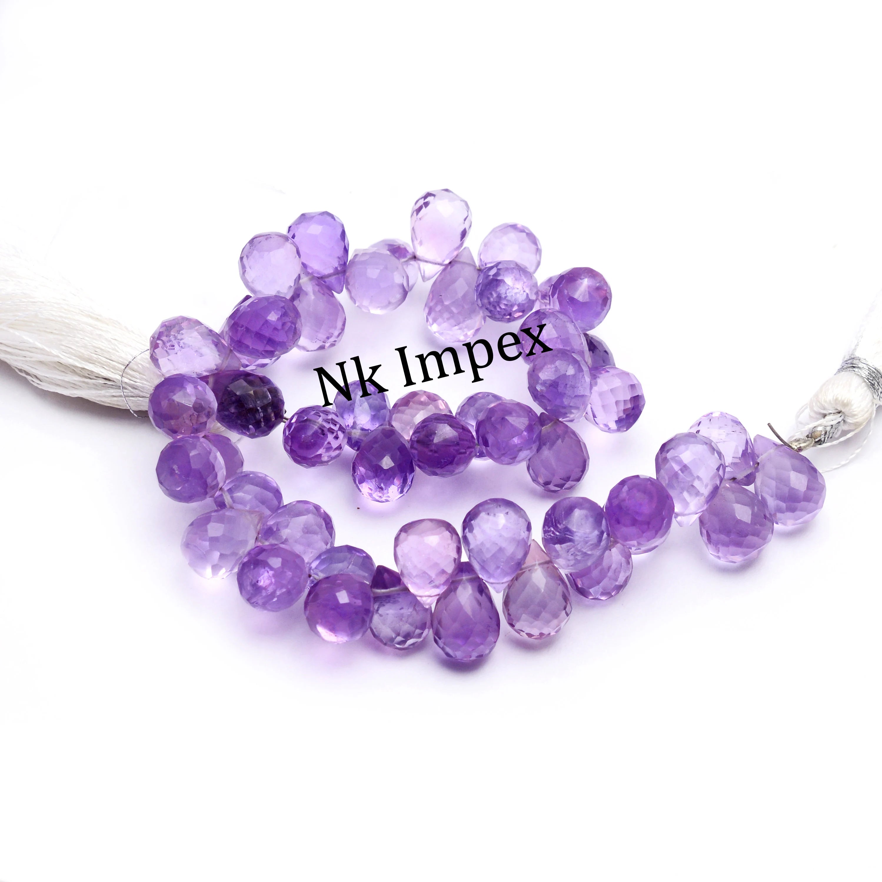 Natural Purple Amethyst Faceted Briolette Beads, 6x8 To 7x10 mm (SKU1363)