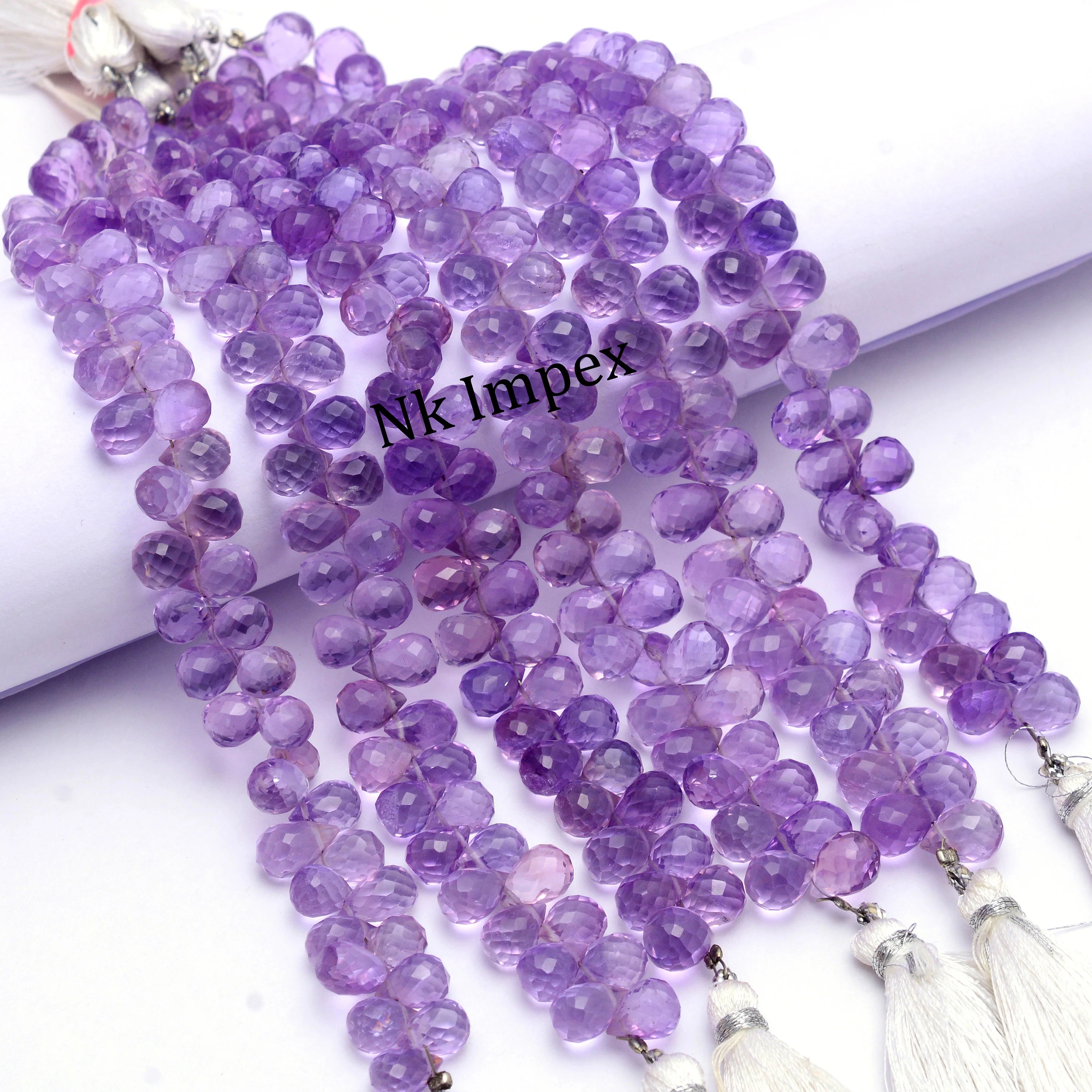 Natural Purple Amethyst Faceted Briolette Beads, 6x8 To 7x10 mm (SKU1363)