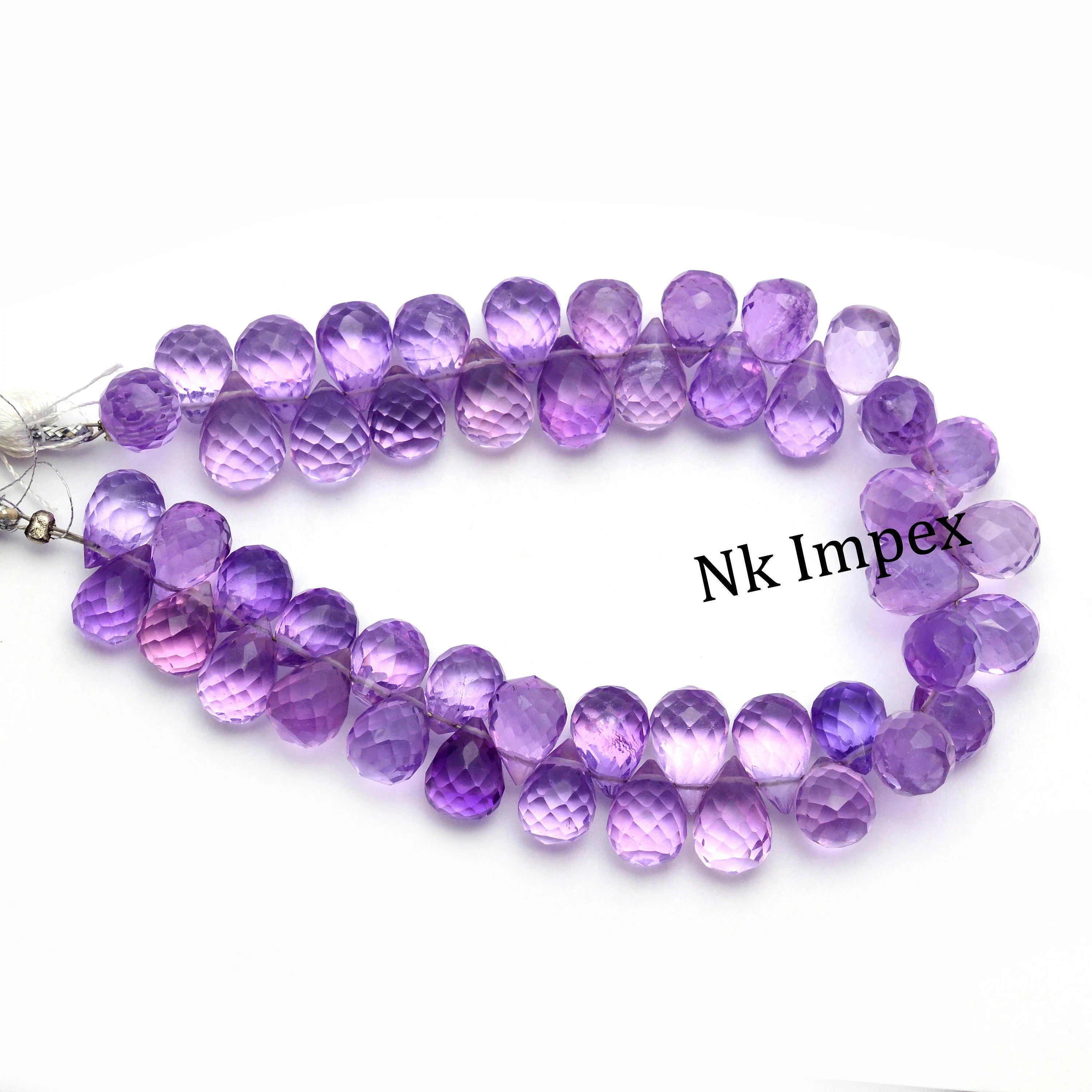 Natural Purple Amethyst Faceted Briolette Beads, 6x8 To 7x10 mm (SKU1363)