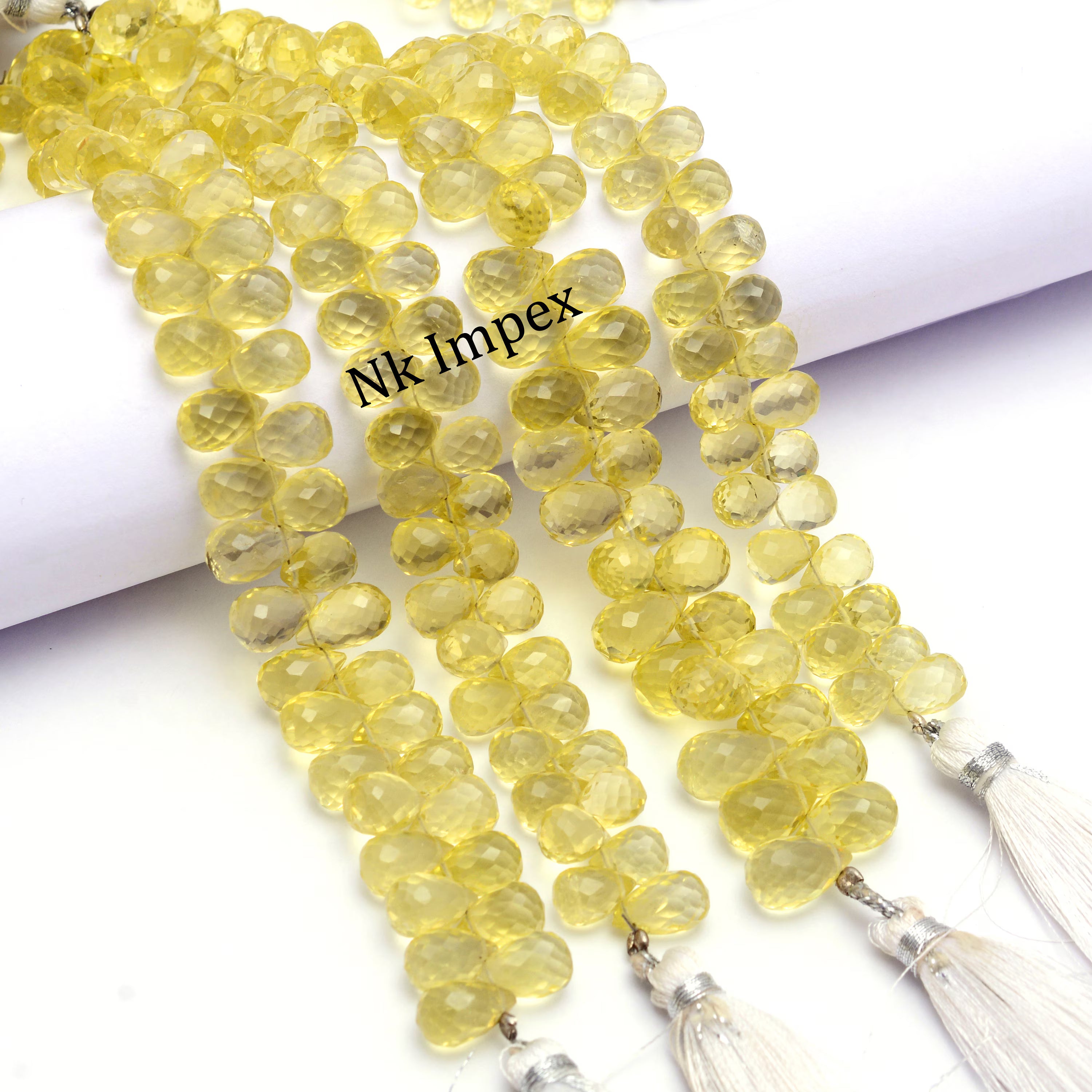 Natural Yellow Lemon Quartz Faceted Teardrop Beads, 7 Inch Strand, (SKU1364)