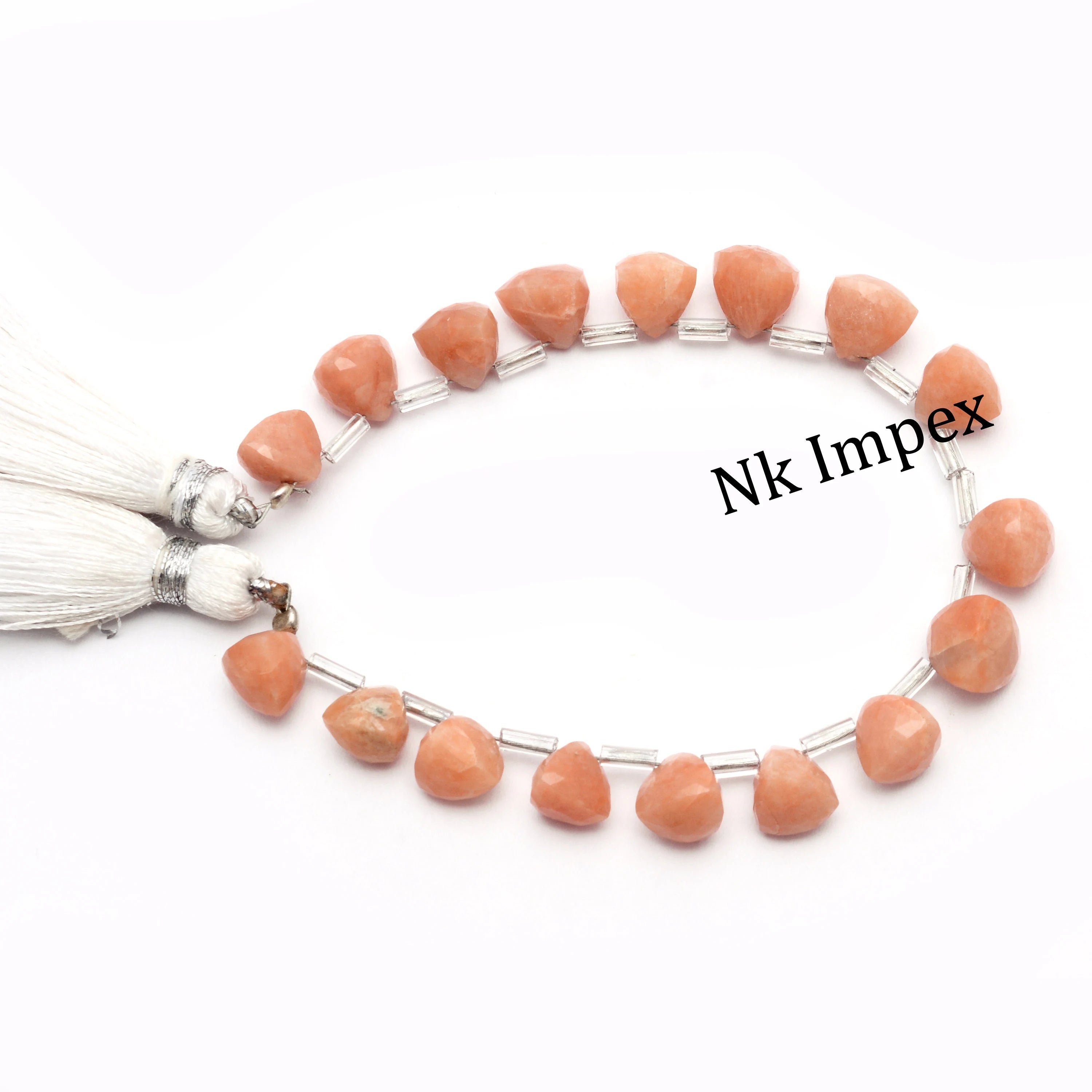 Natural Peach Amazonite Faceted Triangle Beads, 6 Inch Strand, (SKU1366)