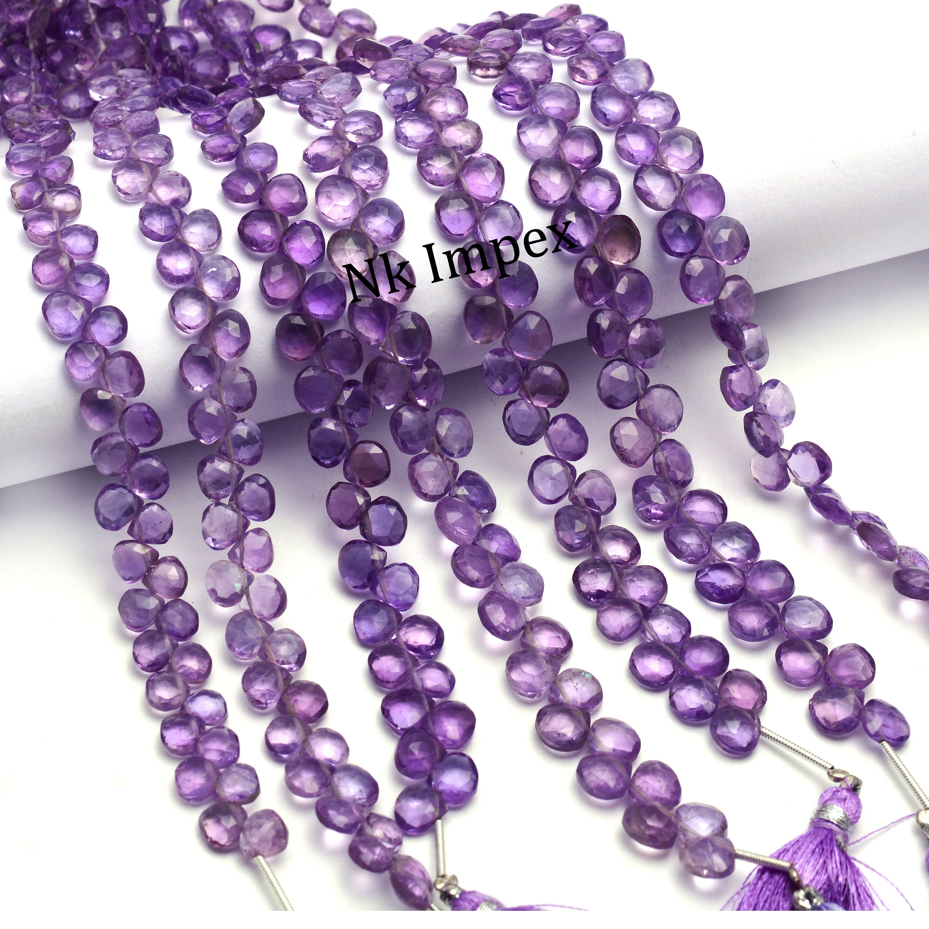 Pink Amethyst Faceted Heart Beads, Fancy Shape Stone, Jewellery Making, 9 Inch Strand, SKU1382