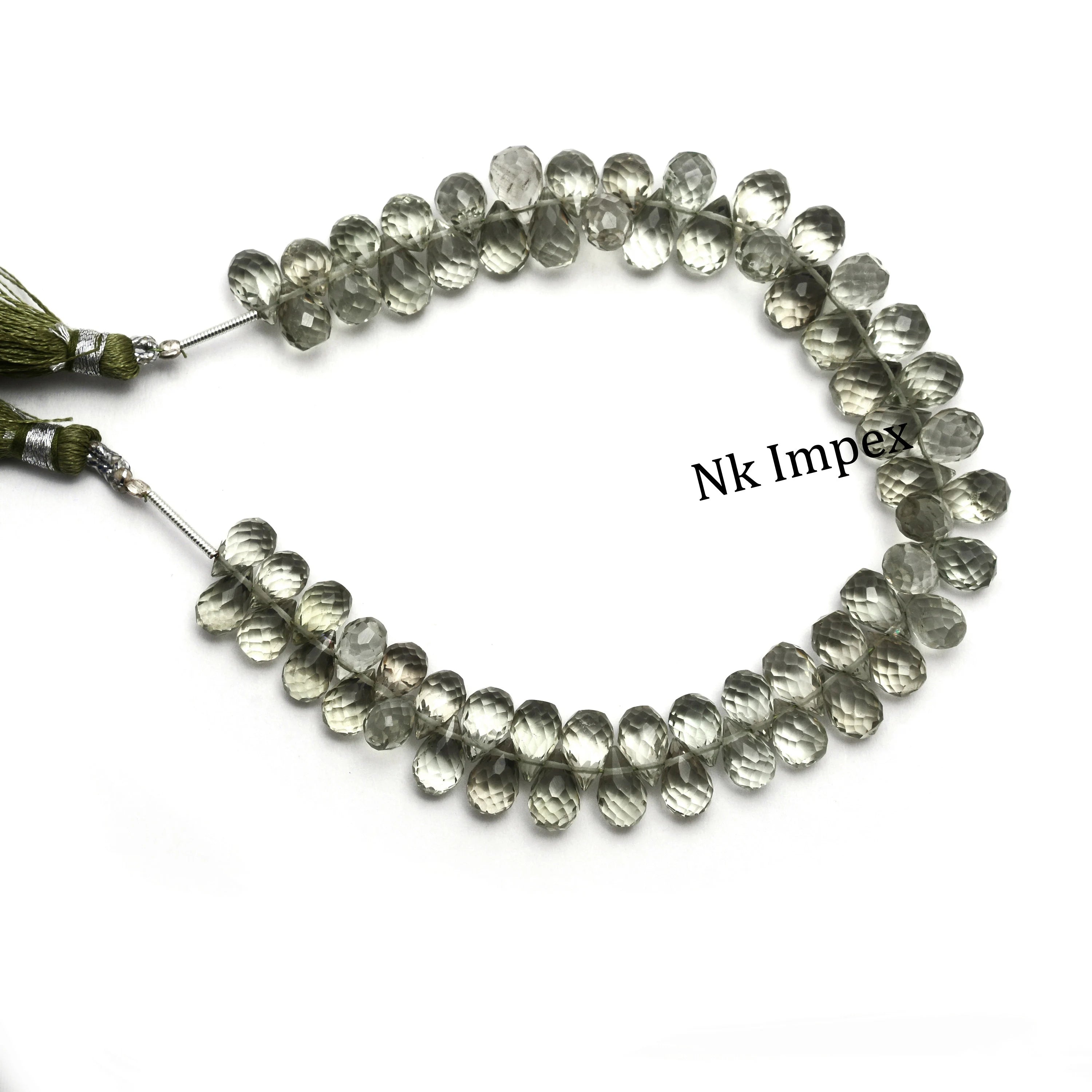 Green Amethyst Faceted Drops Beads, Green Amethyst Briolette, Amethyst Teardrop Jewelry Making Gemstone Beads, 9 Inch Strand, SKU1383