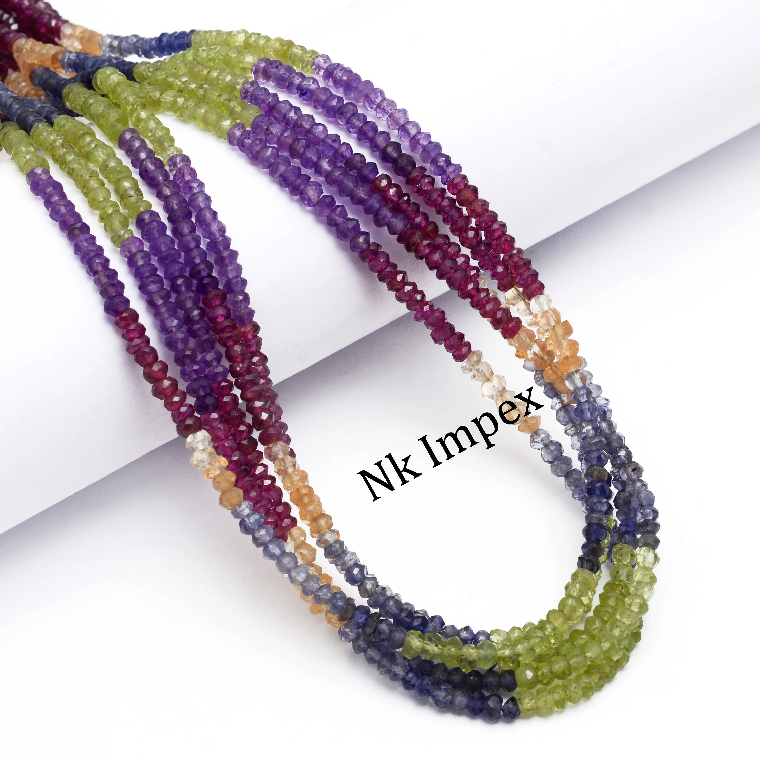 3 mm Natural Gemstone Beads, Mix Stone Micro Faceted Rondelle Beads, Jewelry Making Beads, Rainbow Color Beads, Wholesale Supplier (SKU1395)