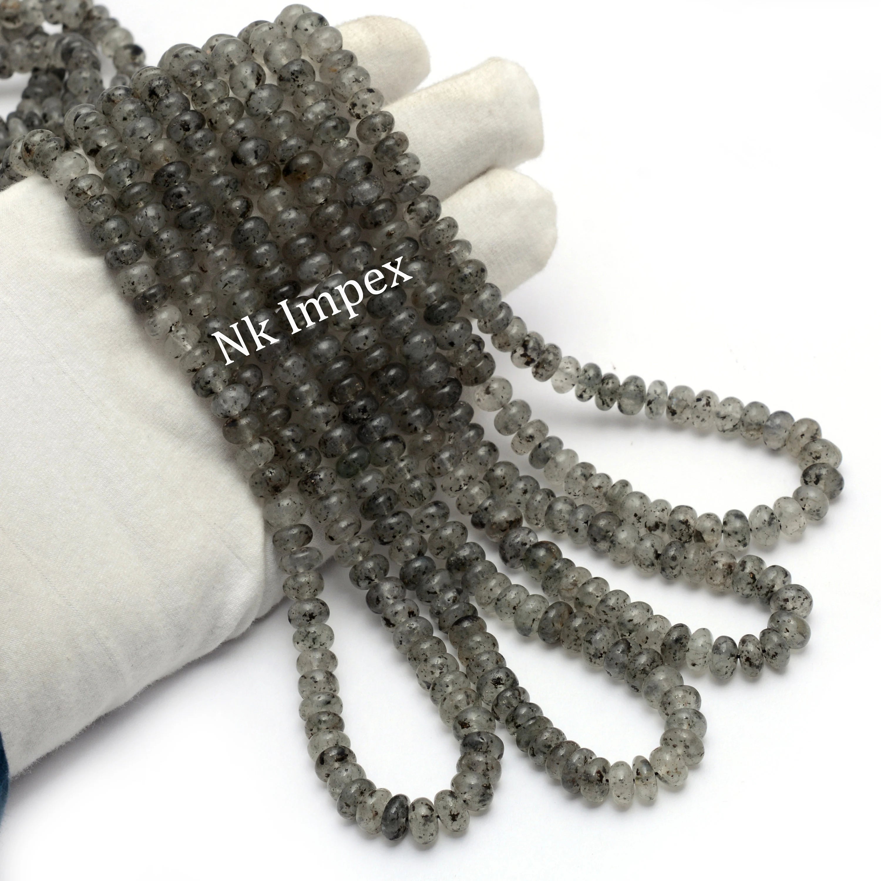 Black Dot Rutile Smooth Rondelle Beads, 9 mm Rutile Beads, 16 Inch Strand (SKU1411)