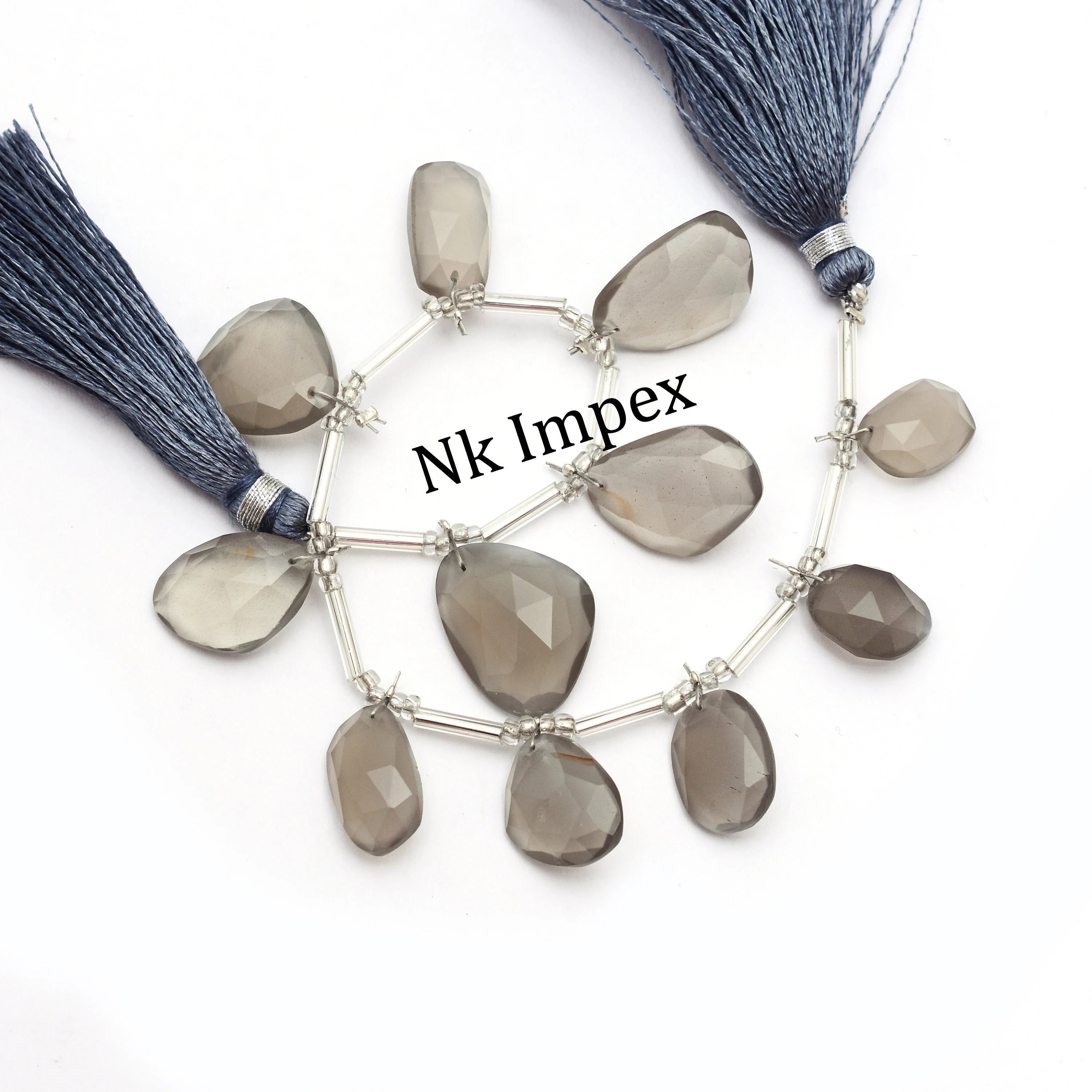 AA Quality Natural Grey Moonstone Faceted Irregular Shape Flat Slices Briolettes, Fancy Briolettes, Grey Moonstone Briolettes, SKU 1343