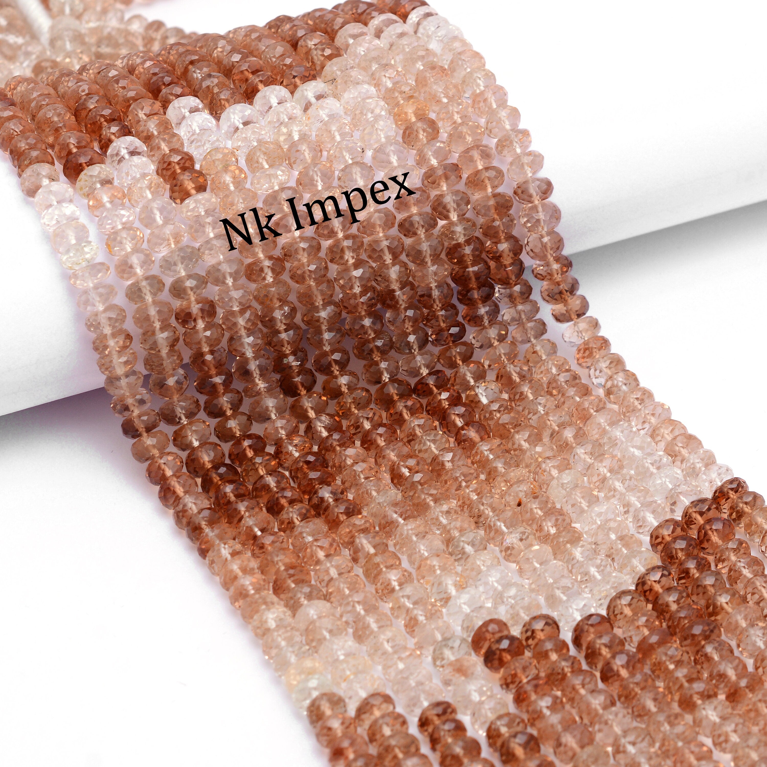 Brown Topaz Faceted Shaded Rondelle Beads, Brown Topaz Beads, Topaz Shaded Beads, Brown Topaz Jewelry Making Gemstone Beads, SKU 1347