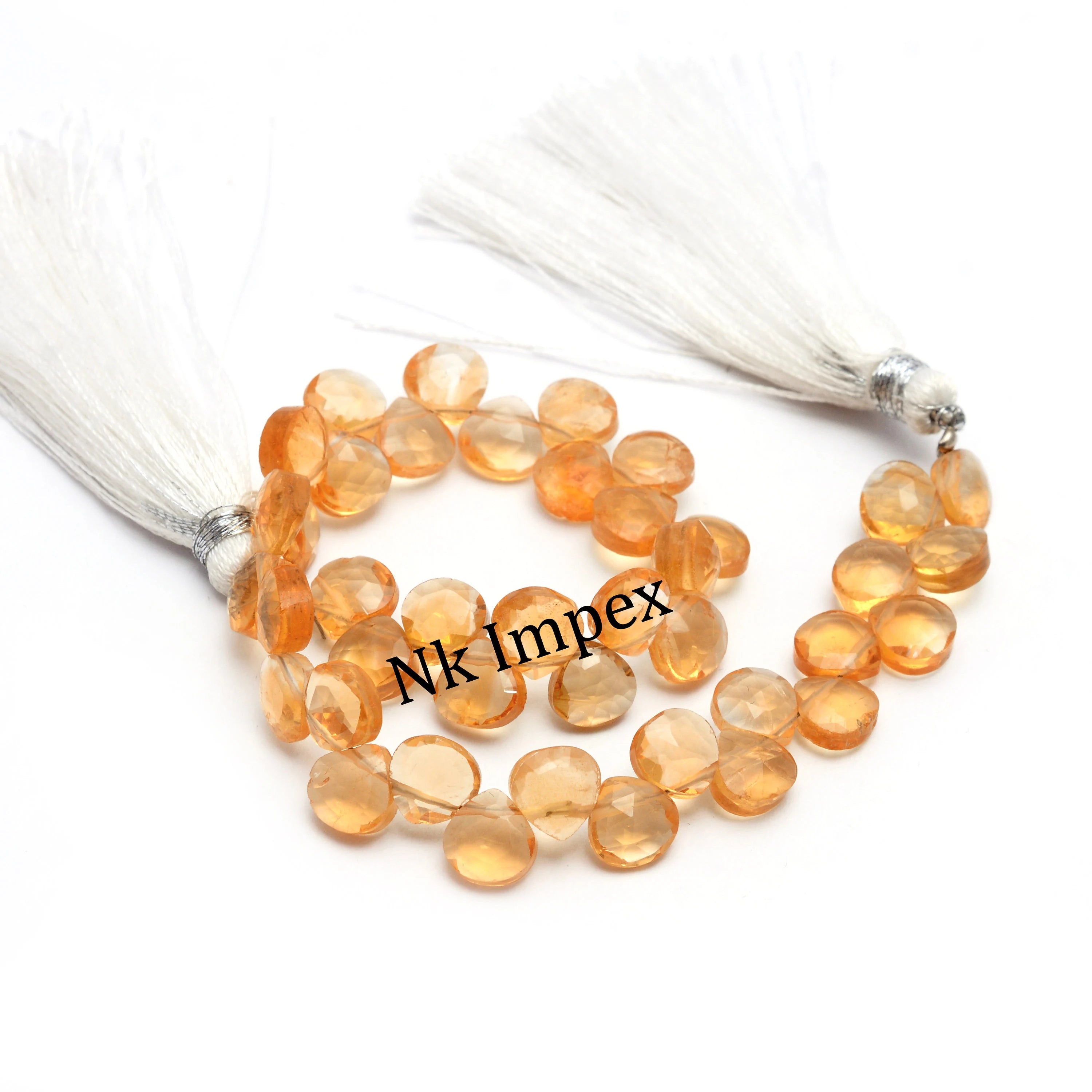 Natural Yellow Citrine Faceted Heart Shape Beads, 5 To 7 mm, 7 Inch Strand, (SKU1350)