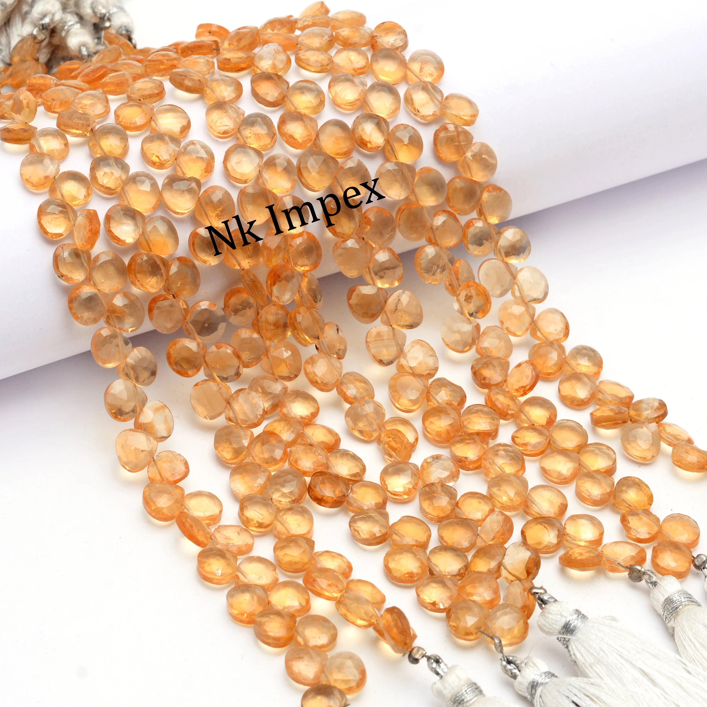 Natural Yellow Citrine Faceted Heart Shape Beads, 5 To 7 mm, 7 Inch Strand, (SKU1350)