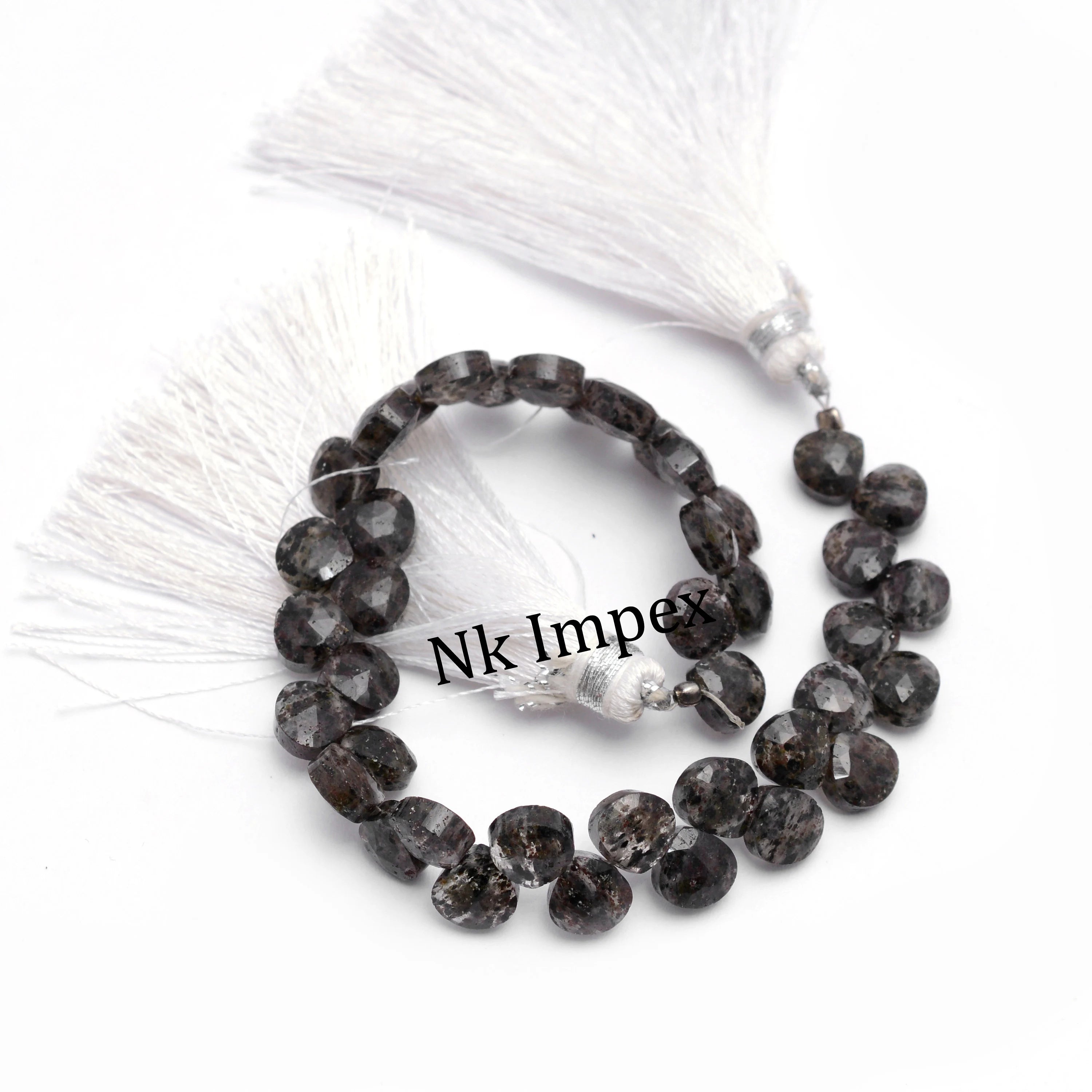 Natural Black Rutile Faceted Heart Shape Beads, 6.5 To 7.5 mm, Unique Gemstone Beads, (SKU1353)