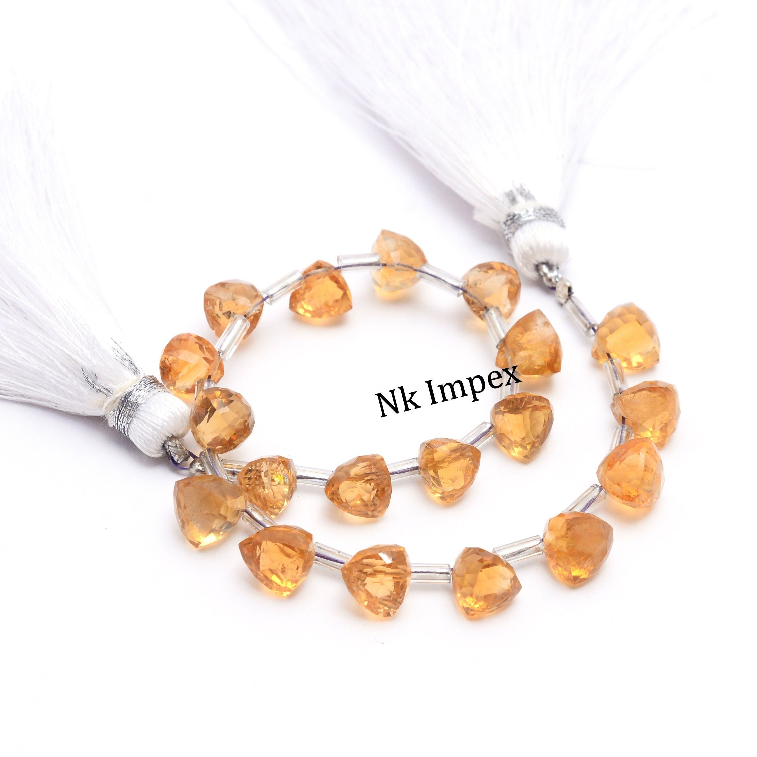 Natural Citrine Faceted Triangle Fancy Shape Beads, 5.5x5.5 To 6.5x6.5 mm, (SKU1357)
