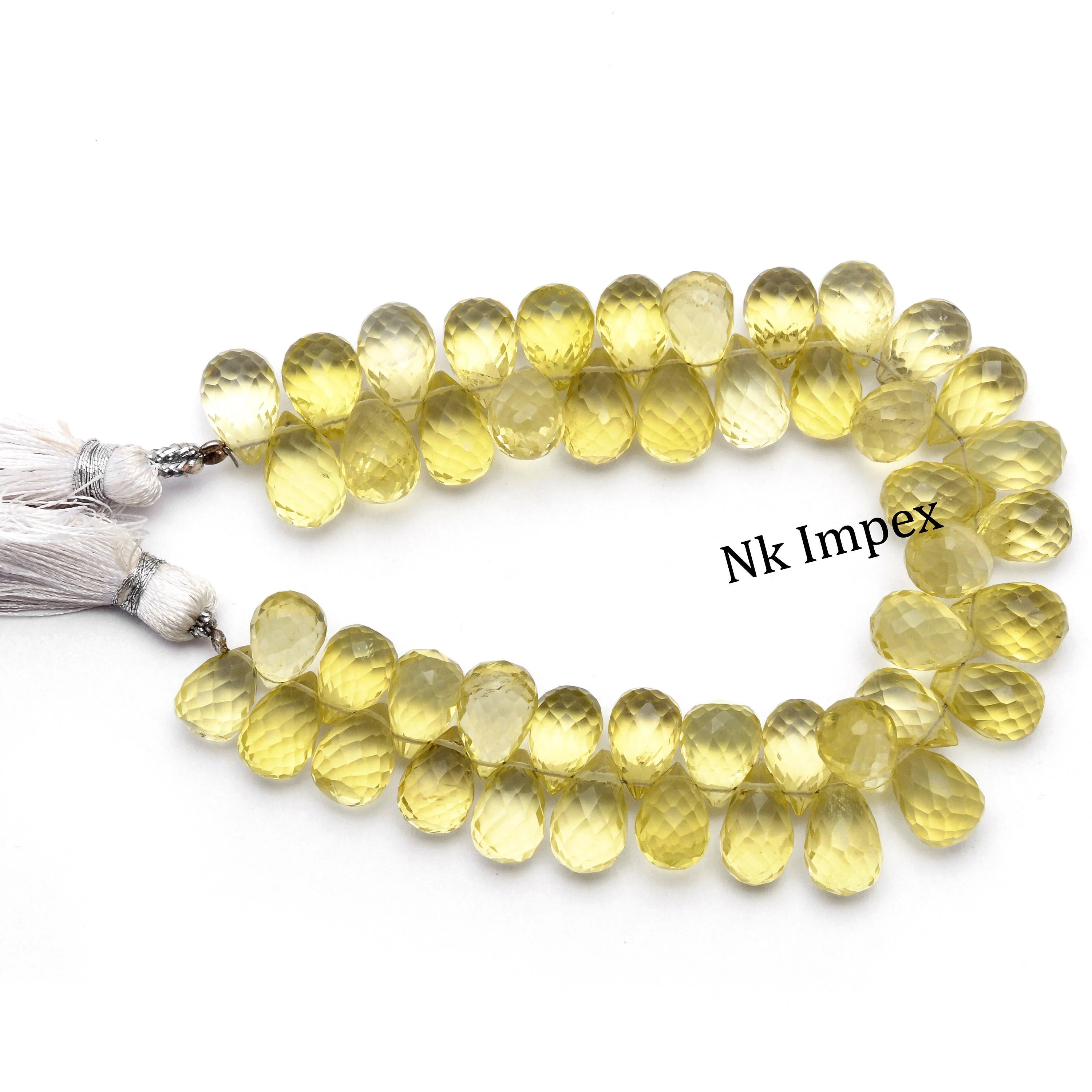 Natural Yellow Lemon Quartz Faceted Teardrop Beads, 7 Inch Strand, (SKU1364)