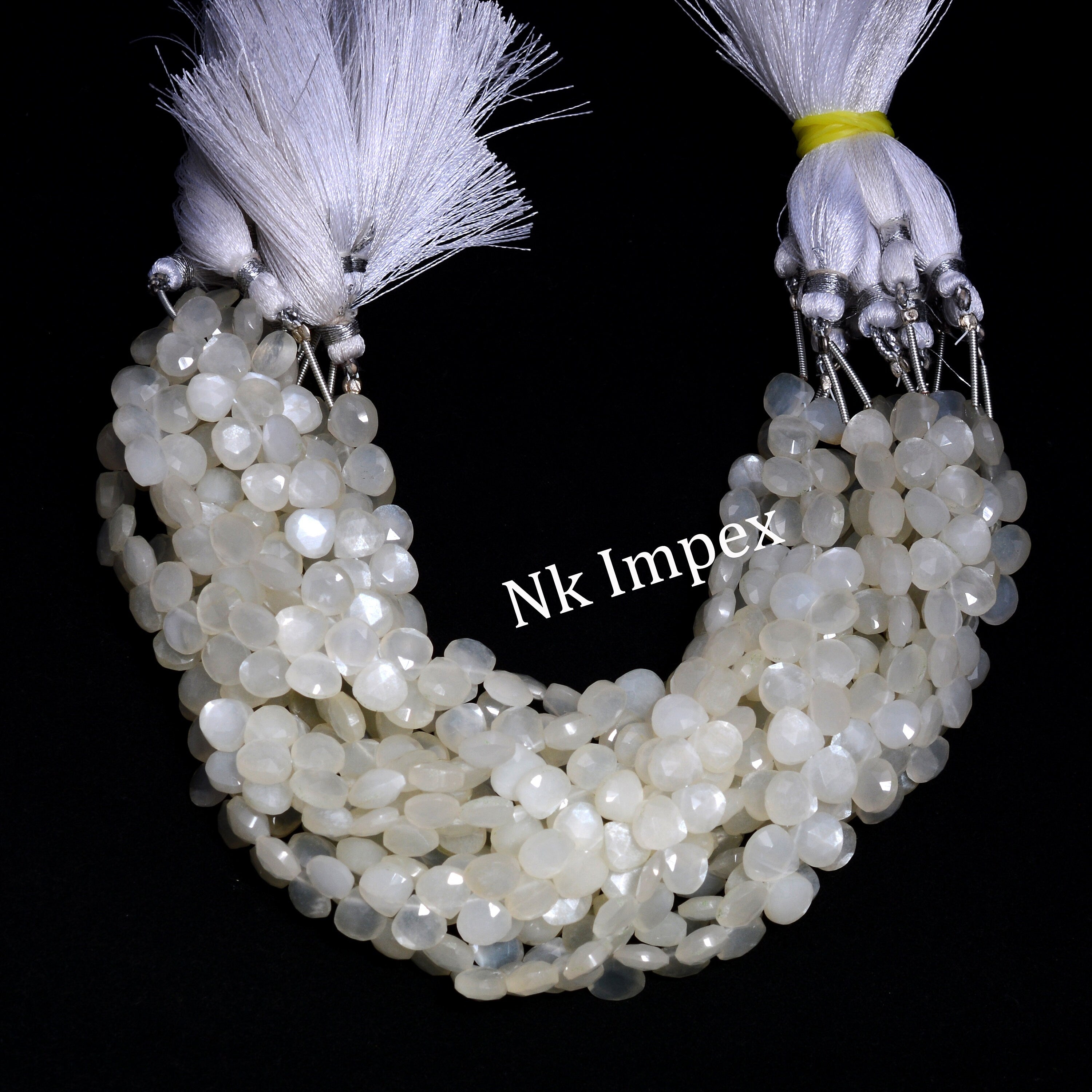 White Moonstone Faceted Heart Beads, Fancy Shape Jewellery Making Gemstone Bead, 9 Inch Strand, SKU1381