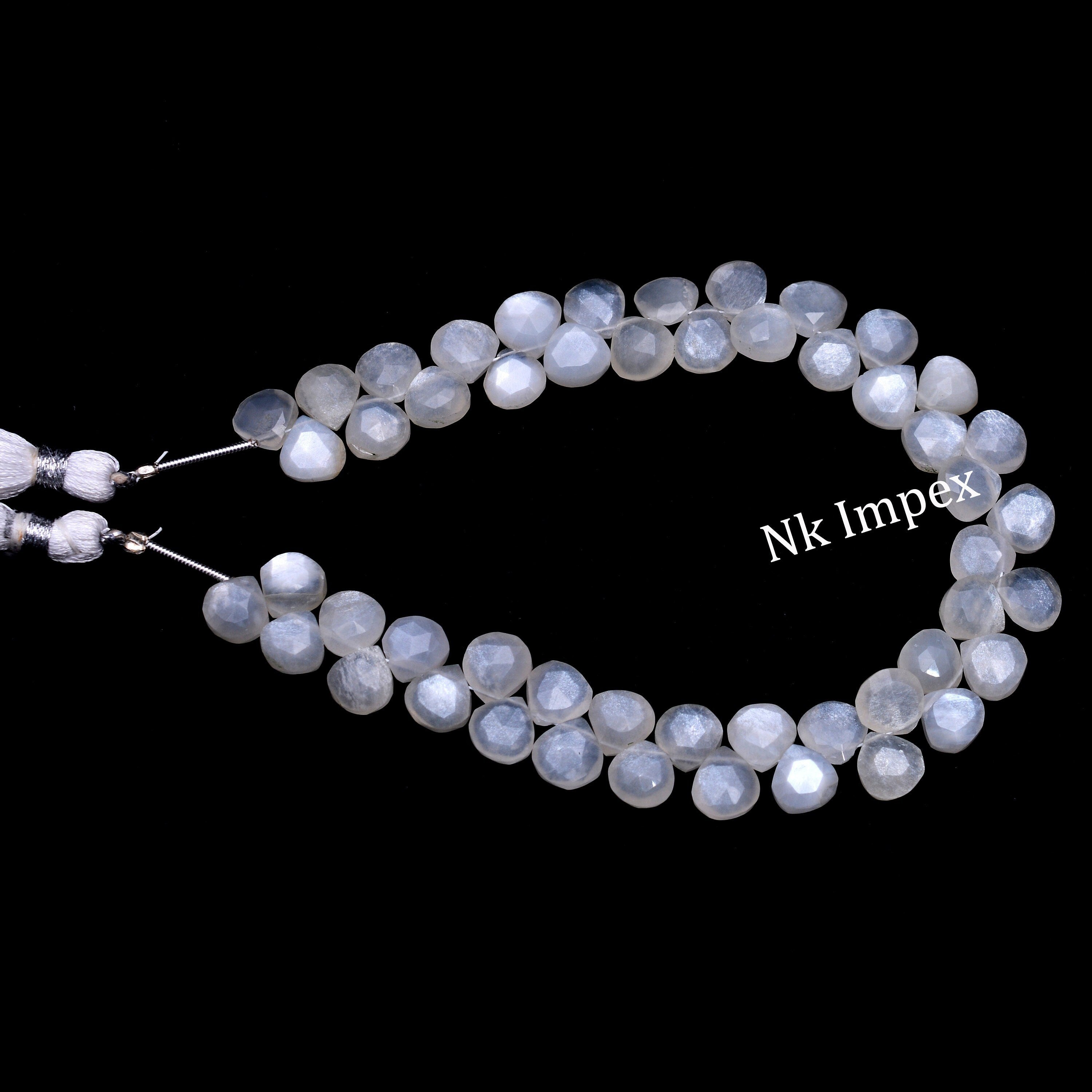White Moonstone Faceted Heart Beads, Fancy Shape Jewellery Making Gemstone Bead, 9 Inch Strand, SKU1381