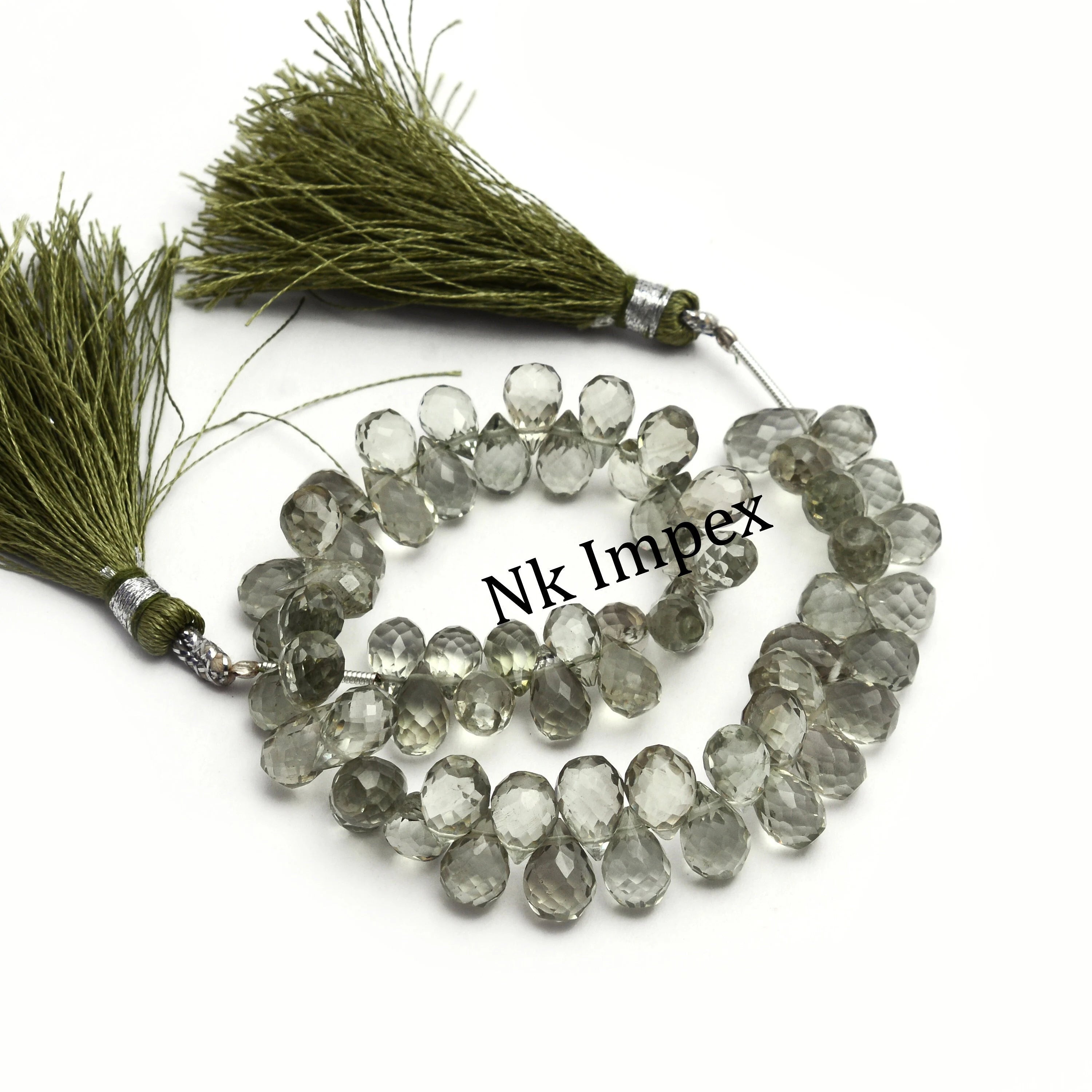 Green Amethyst Faceted Drops Beads, Green Amethyst Briolette, Amethyst Teardrop Jewelry Making Gemstone Beads, 9 Inch Strand, SKU1383