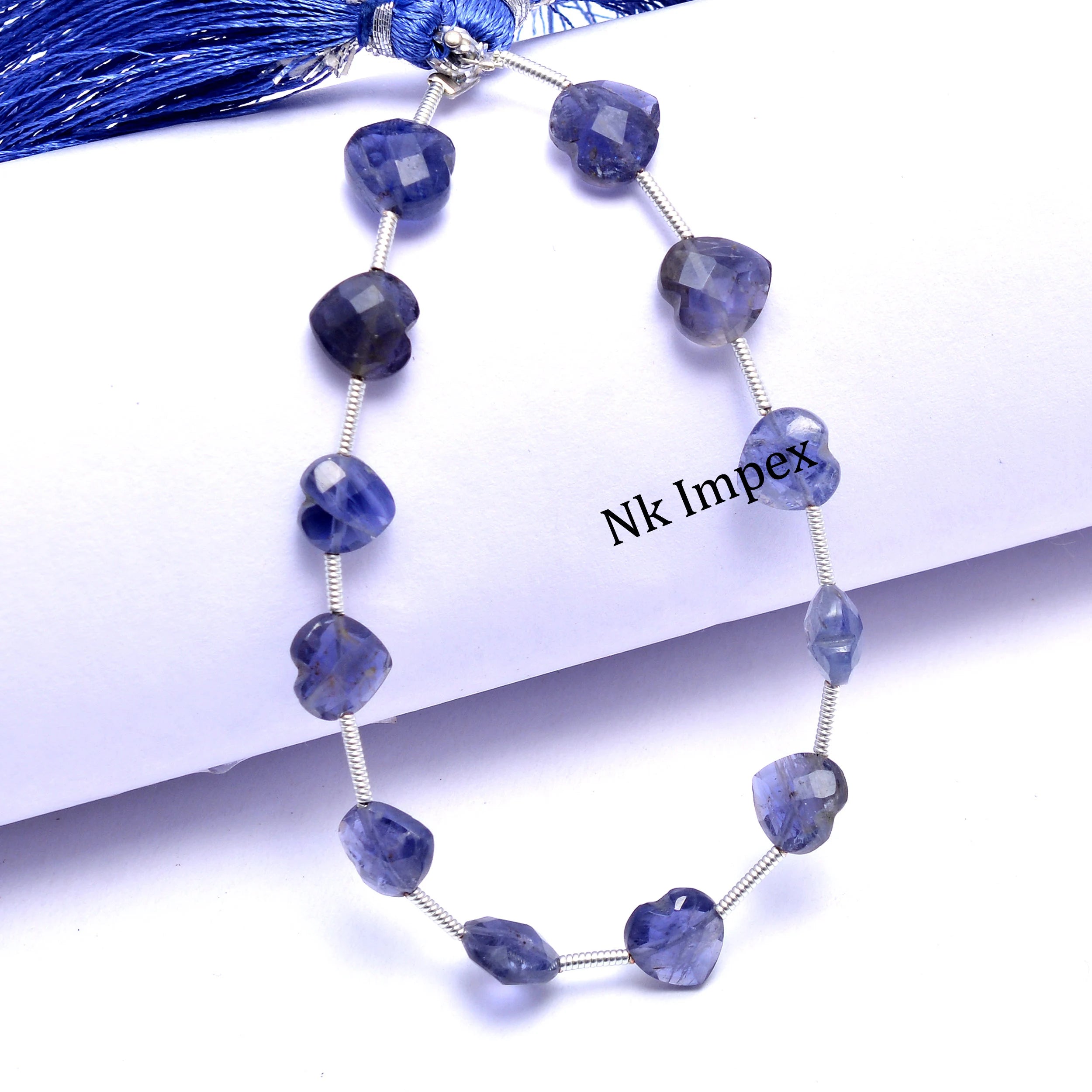 Natural Iolite Faceted Heart Shape Gemstone Beads, 5 To 7 mm,  (SKU1054)
