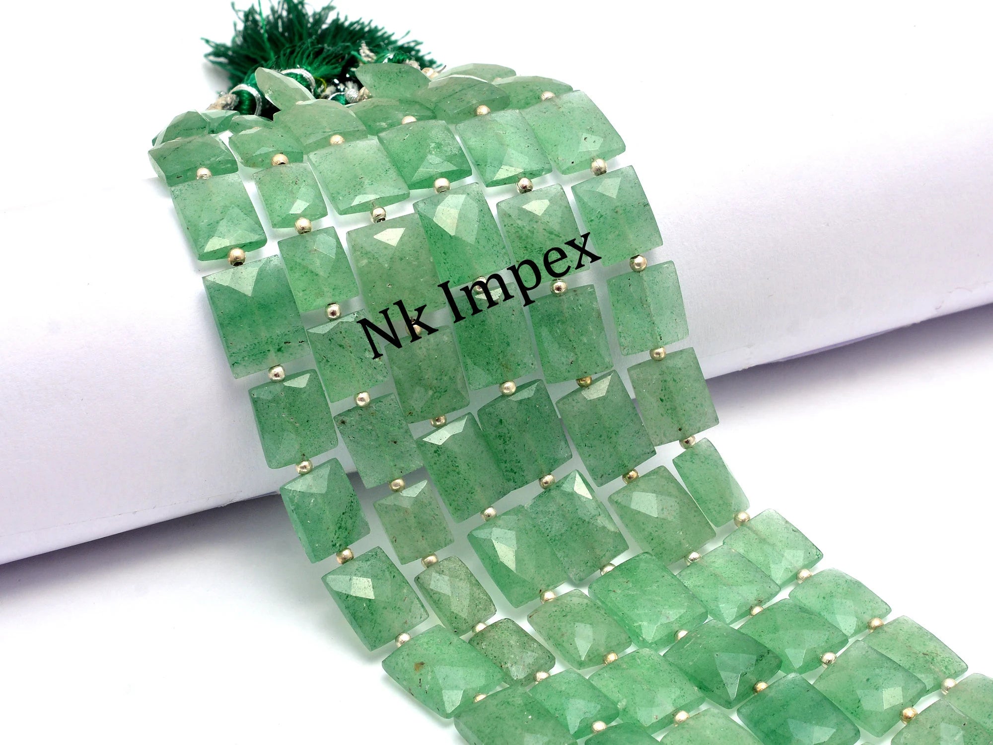 Green Strawberry Quartz Faceted Rectangle Beads, Strawberry Quartz Rectangle, Strawberry Quartz Jewelry Making Bead, 8 Inch, 9 Inch, SKU1063