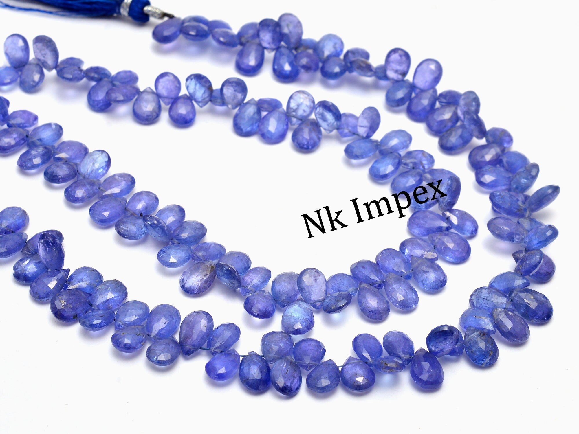 Natural Tanzanite Faceted Pear Beads, 4x6 mm To 6x9 mm, Gift For Women, 9 Inch Line, (SKU1068)