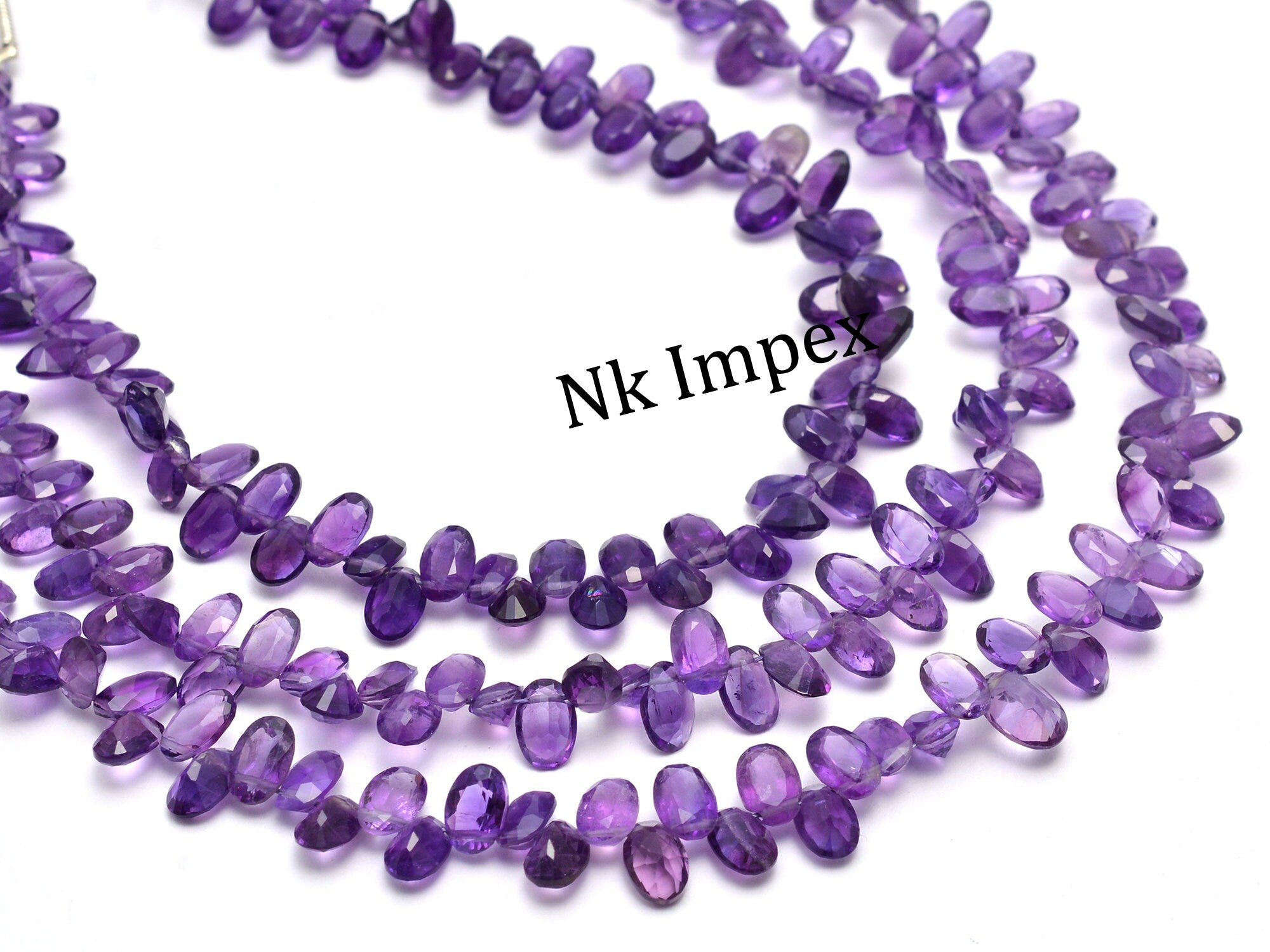 African Amethyst Faceted Side Drill Oval Beads, 4x6 mm To 5x7 mm, Amethyst Oval Beads, Amethyst Jewelry Making Beads, 8 Inch, SKU1069