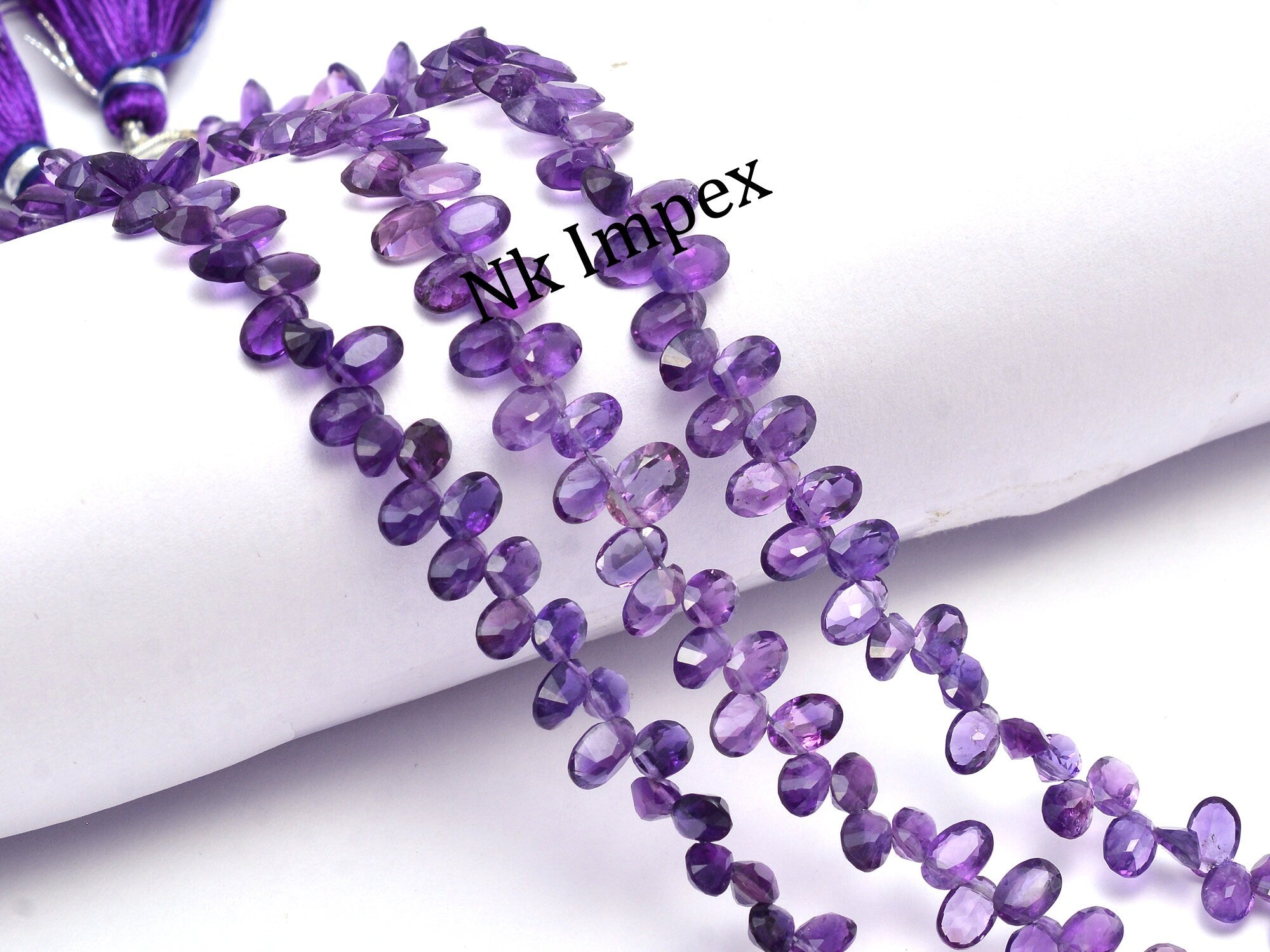 African Amethyst Faceted Side Drill Oval Beads, 4x6 mm To 5x7 mm, Amethyst Oval Beads, Amethyst Jewelry Making Beads, 8 Inch, SKU1069