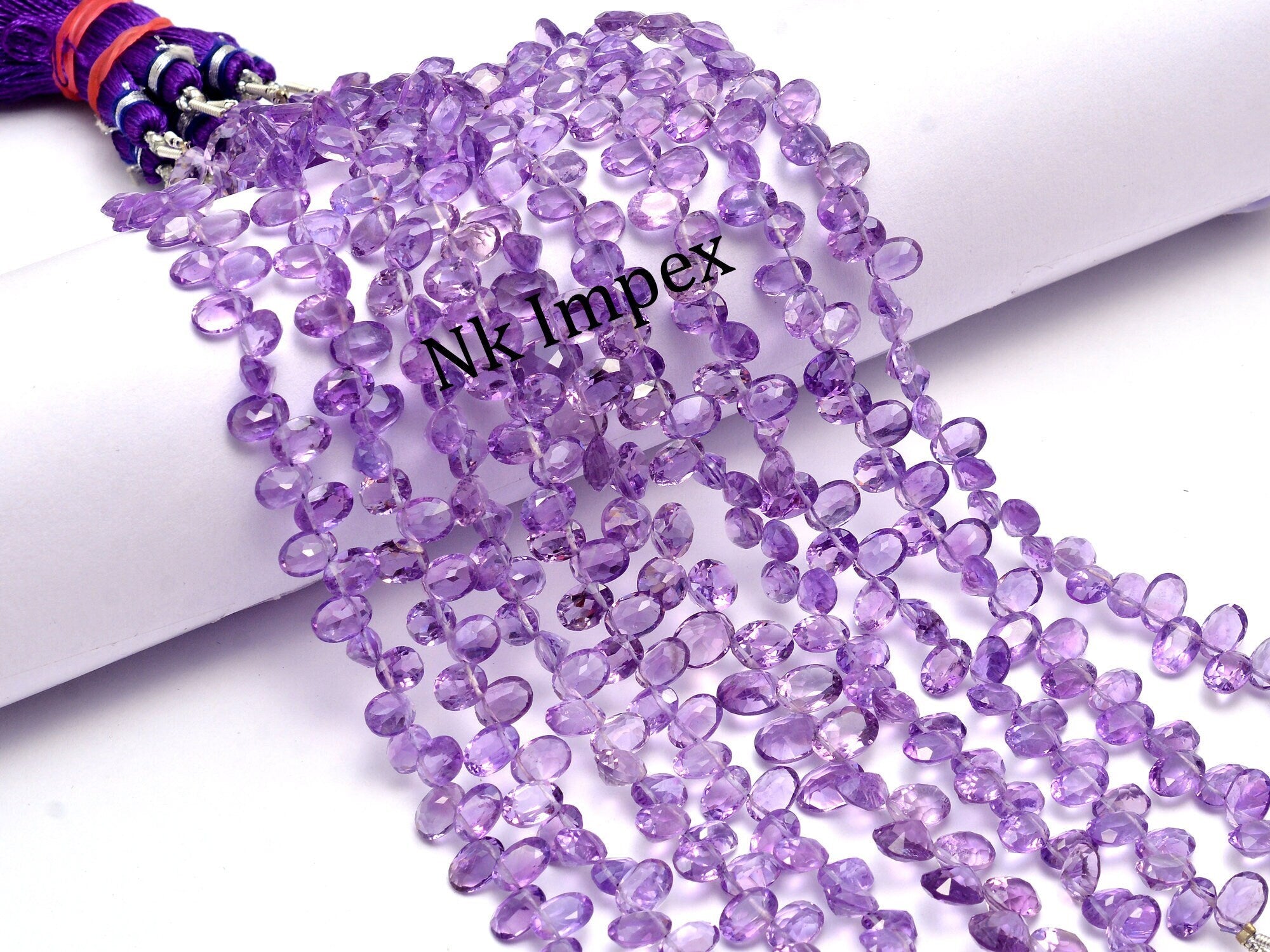 Amethyst Faceted Side Drill Oval Beads, 5x7 mm To 7x9 mm, Amethyst Oval Beads, Amethyst Jewelry Making Gemstone Beads, 8 Inch, SKU1070
