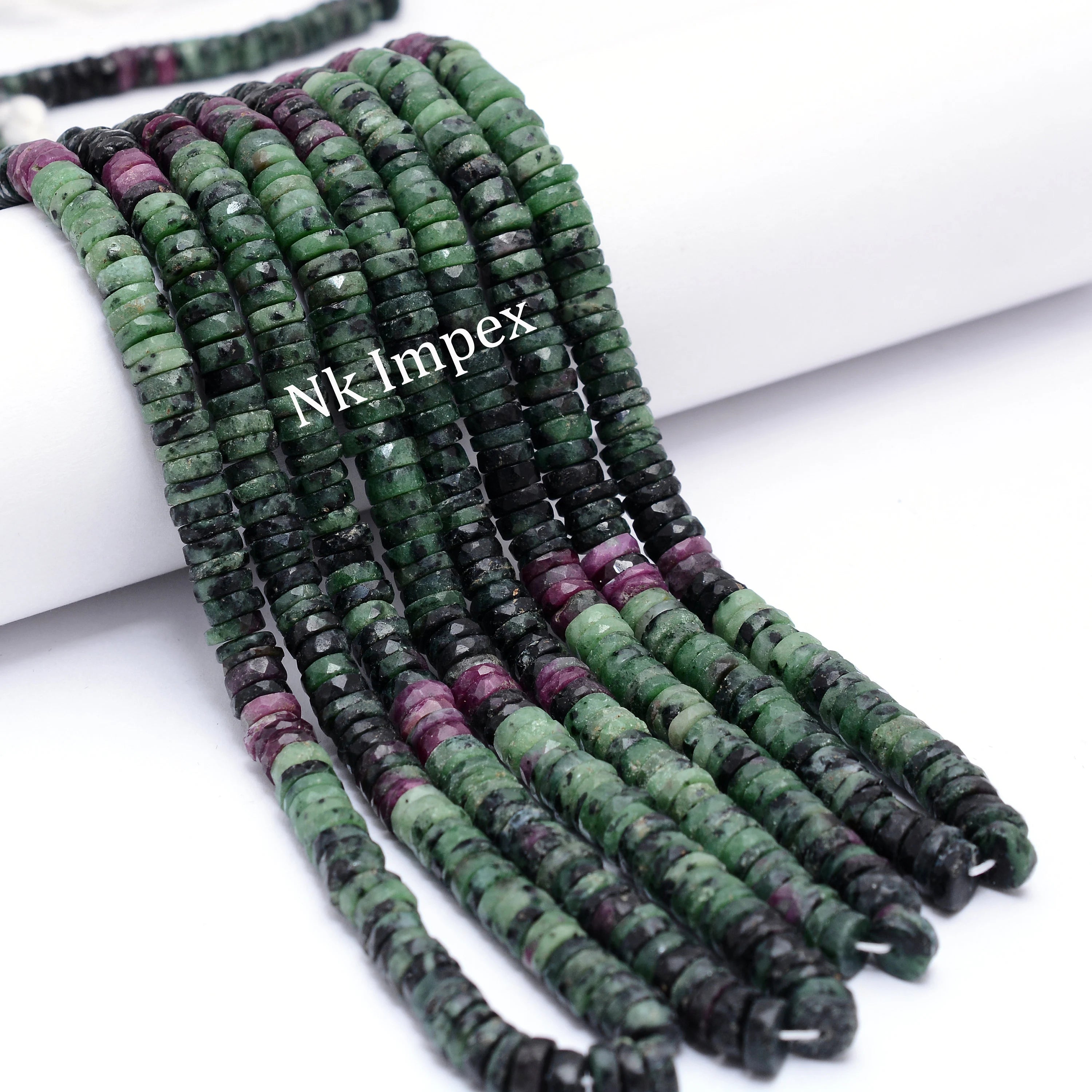 Ruby Zoisite Faceted Tyre Beads, Ruby Zoisite Heishi Beads, Zoisite Coin Beads, Ruby Zoisite Jewelry Making Gemstone Beads, SKU 1330