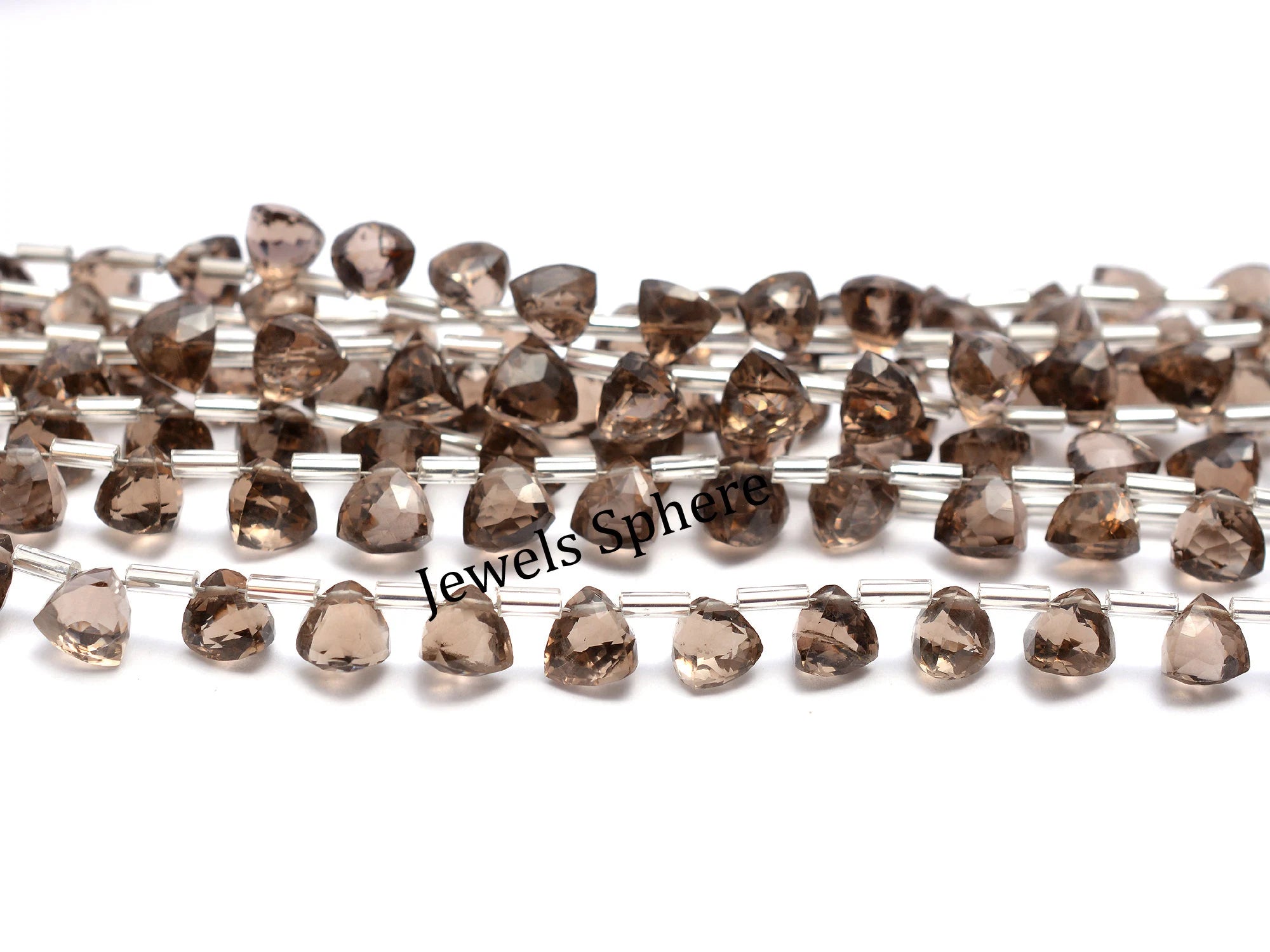 AAA Quality Smoky Quartz Faceted Triangle Shape Briolettes, SKU901