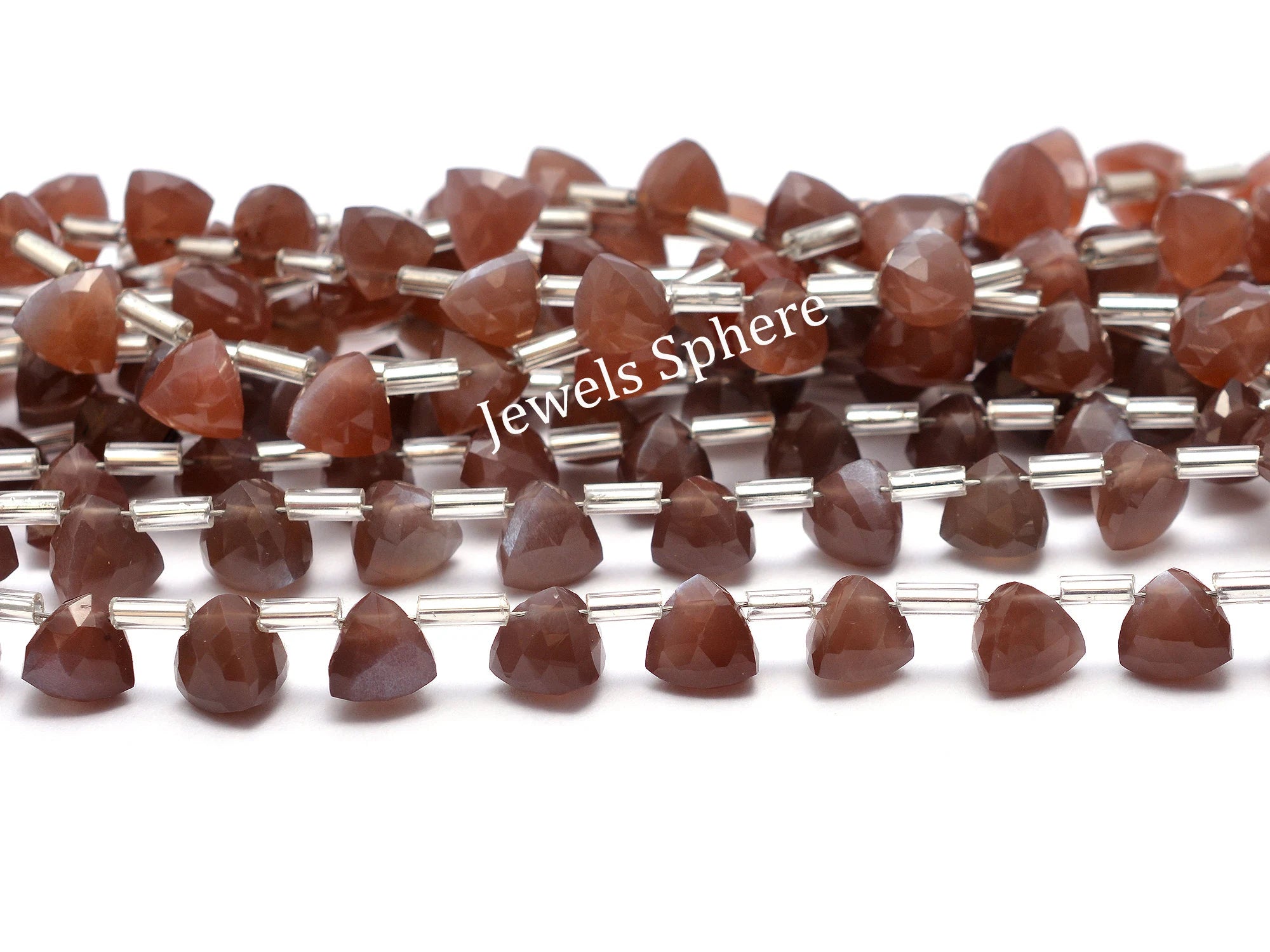 AAA Quality Chocolate Moonstone Faceted Triangle Shape Briolettes, SKU902