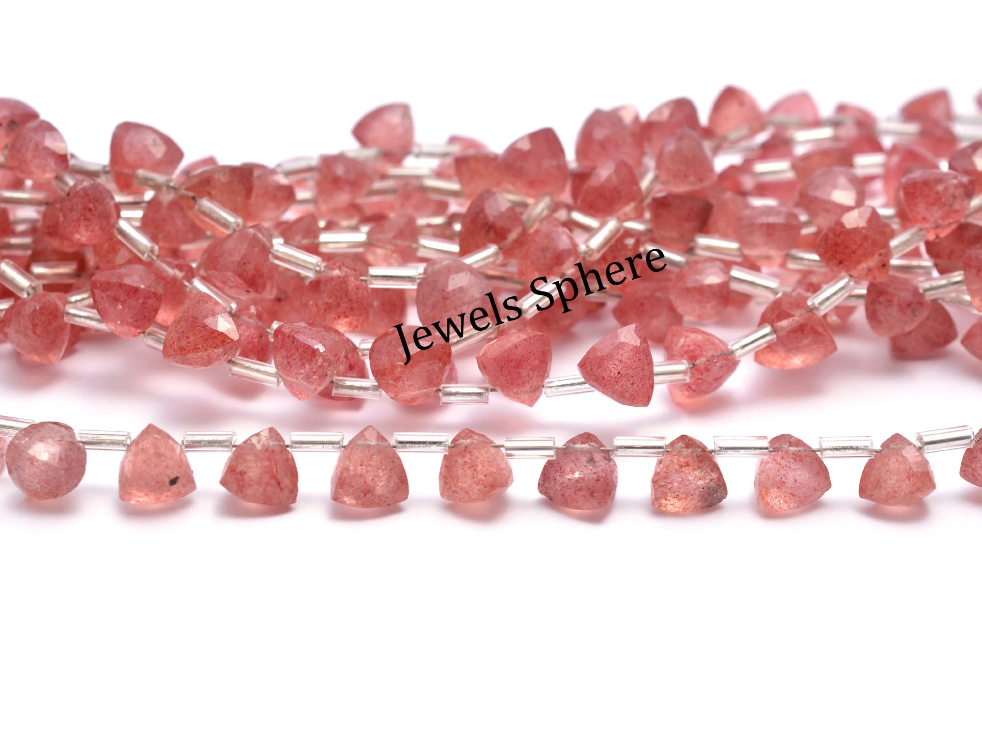 AAA Quality Pink strawberry Quartz Faceted Triangle Shape Briolettes, SKU905
