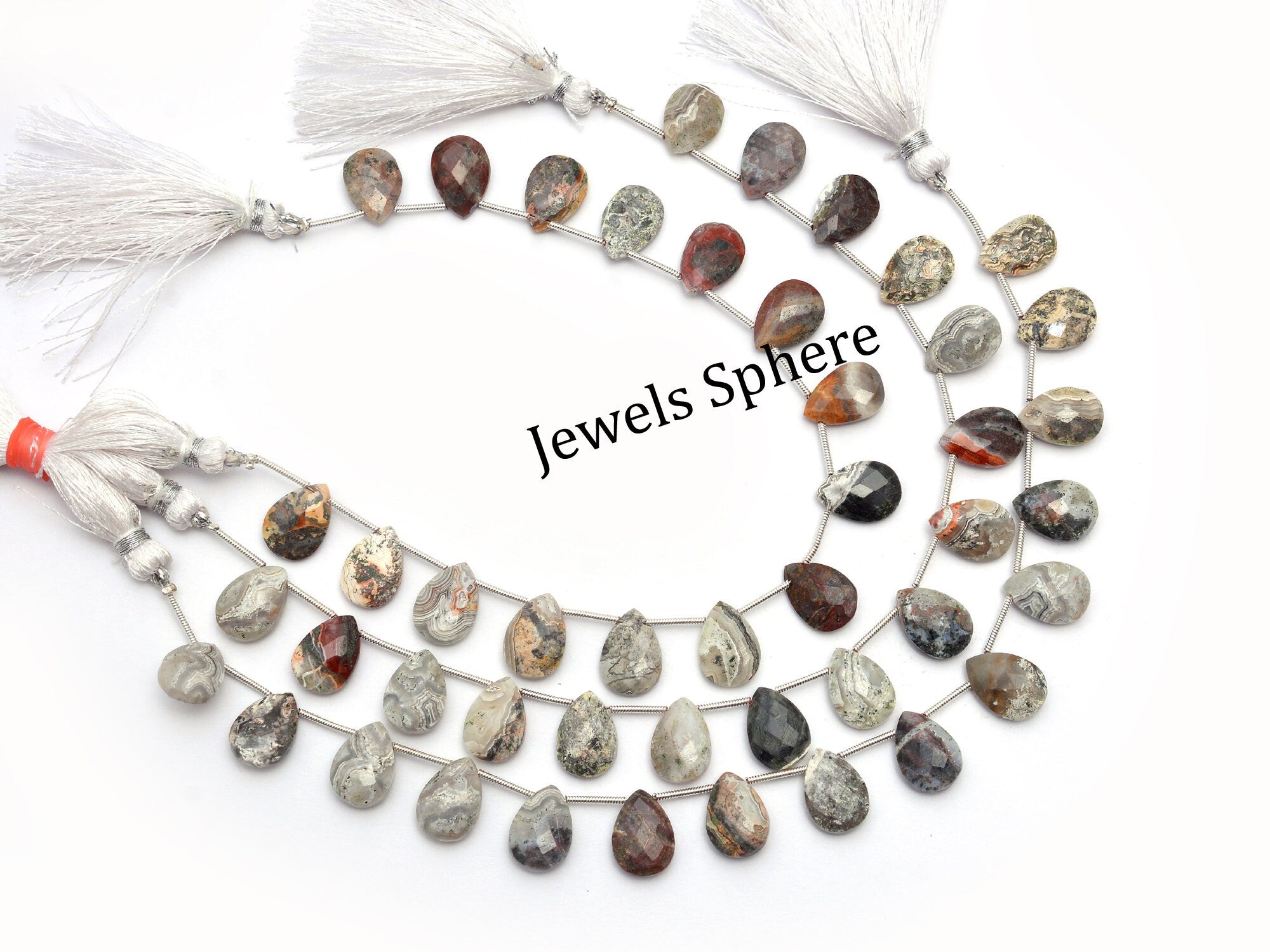 Crazy Lace Agate Faceted Pear Beads, Crazy Lace Agate Pear, SKU854