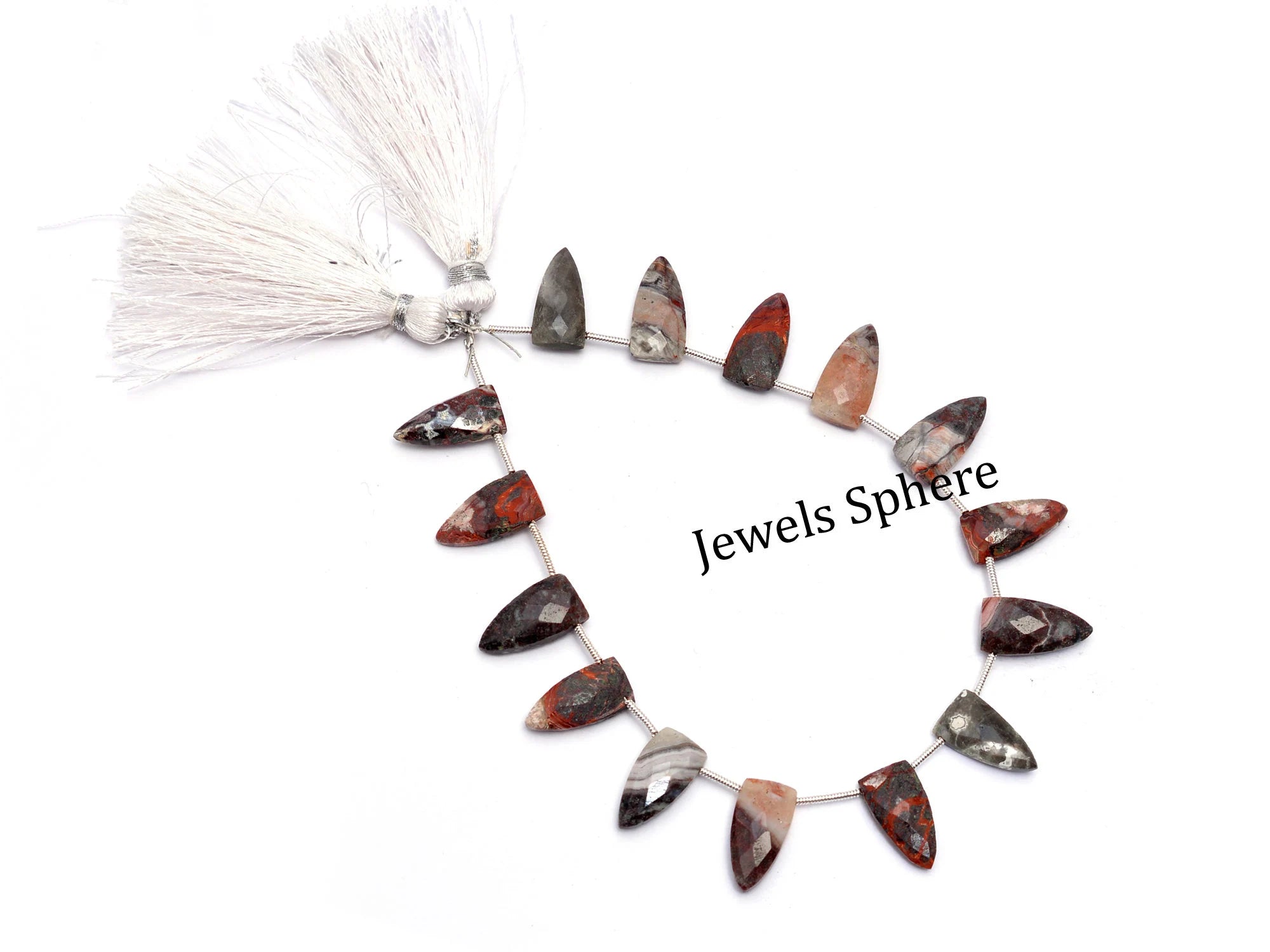 Crazy Lace Agate Faceted Triangle Beads, 8x16 mm, SKU843